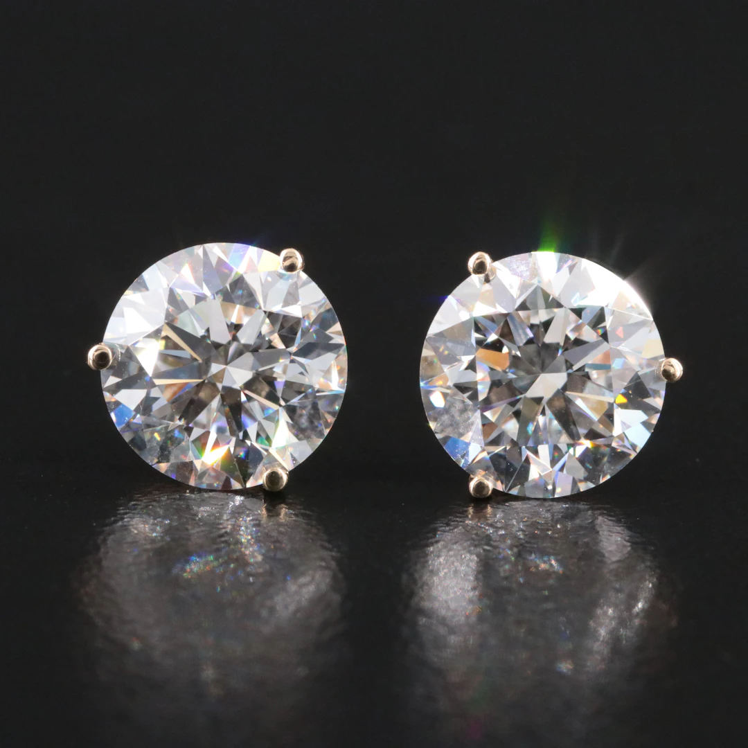 14K 5.96 CTW Lab Grown Diamond Stud Earrings with IGI Reports