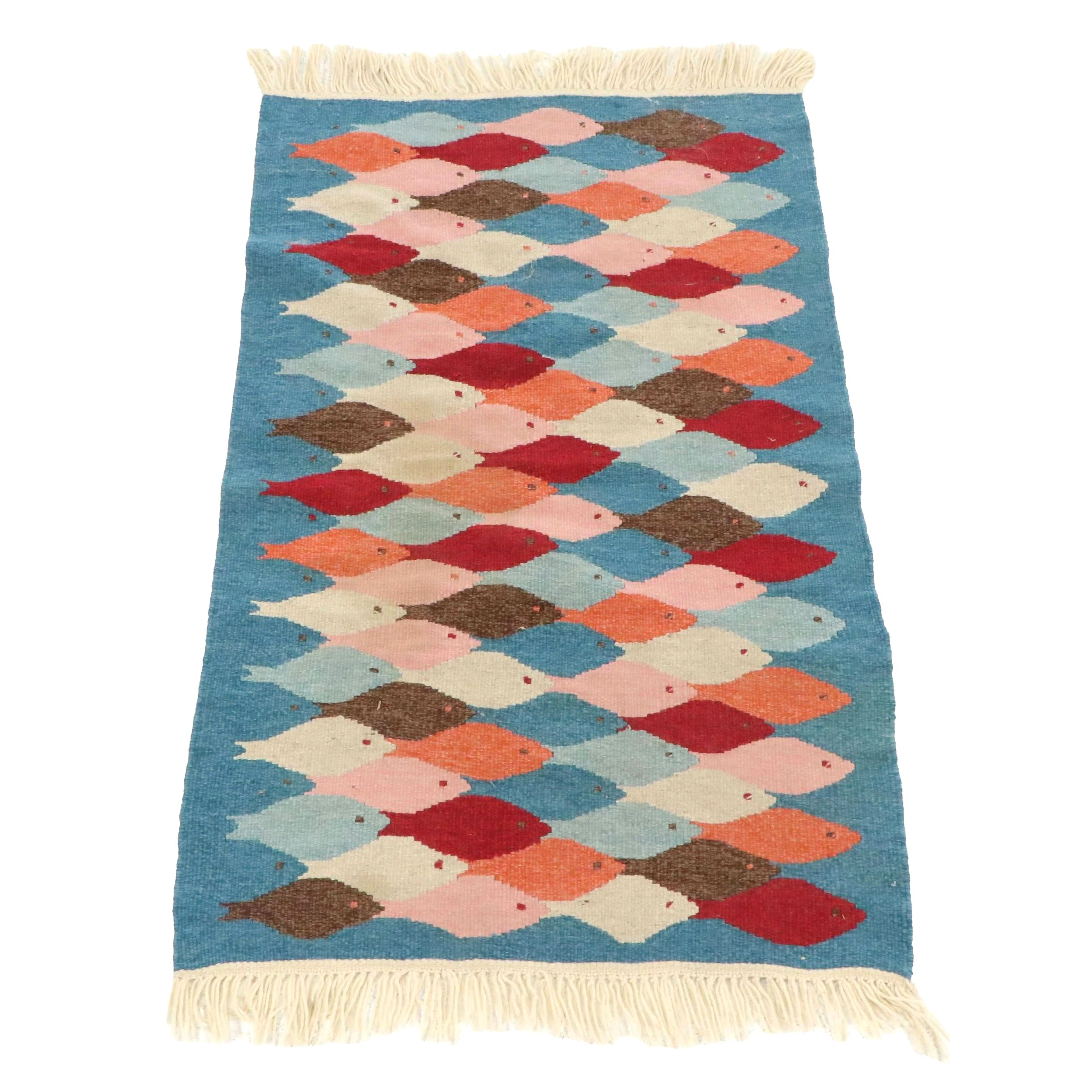 2'11 x 5'4 Handwoven Scandinavian Style Kilim Accent Rug with Fish