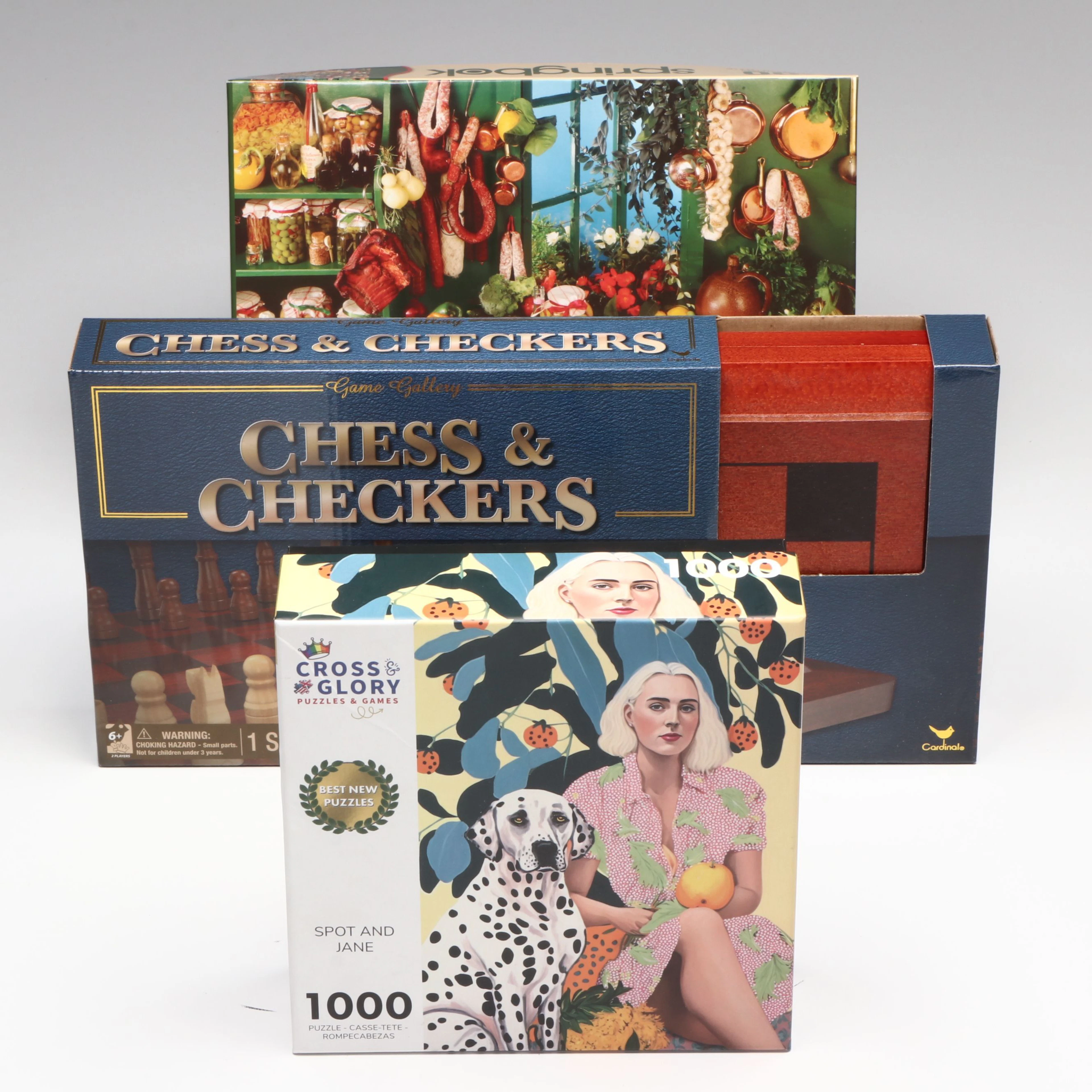 Game Gallery "Chess and Checkers" Board with 500 and 1000 Piece Jigsaw Puzzles