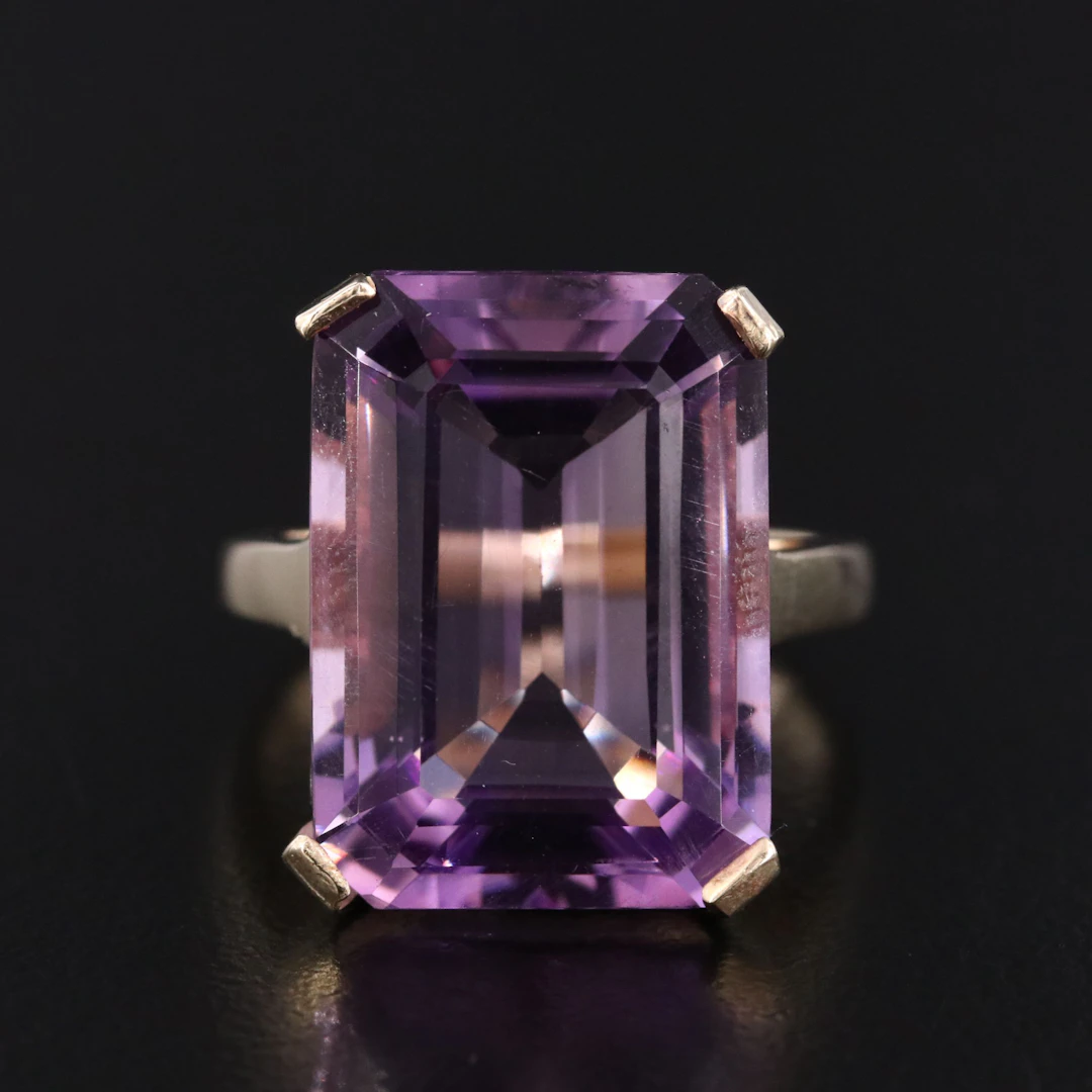 10K 13.36 CT Amethyst Solitaire Ring