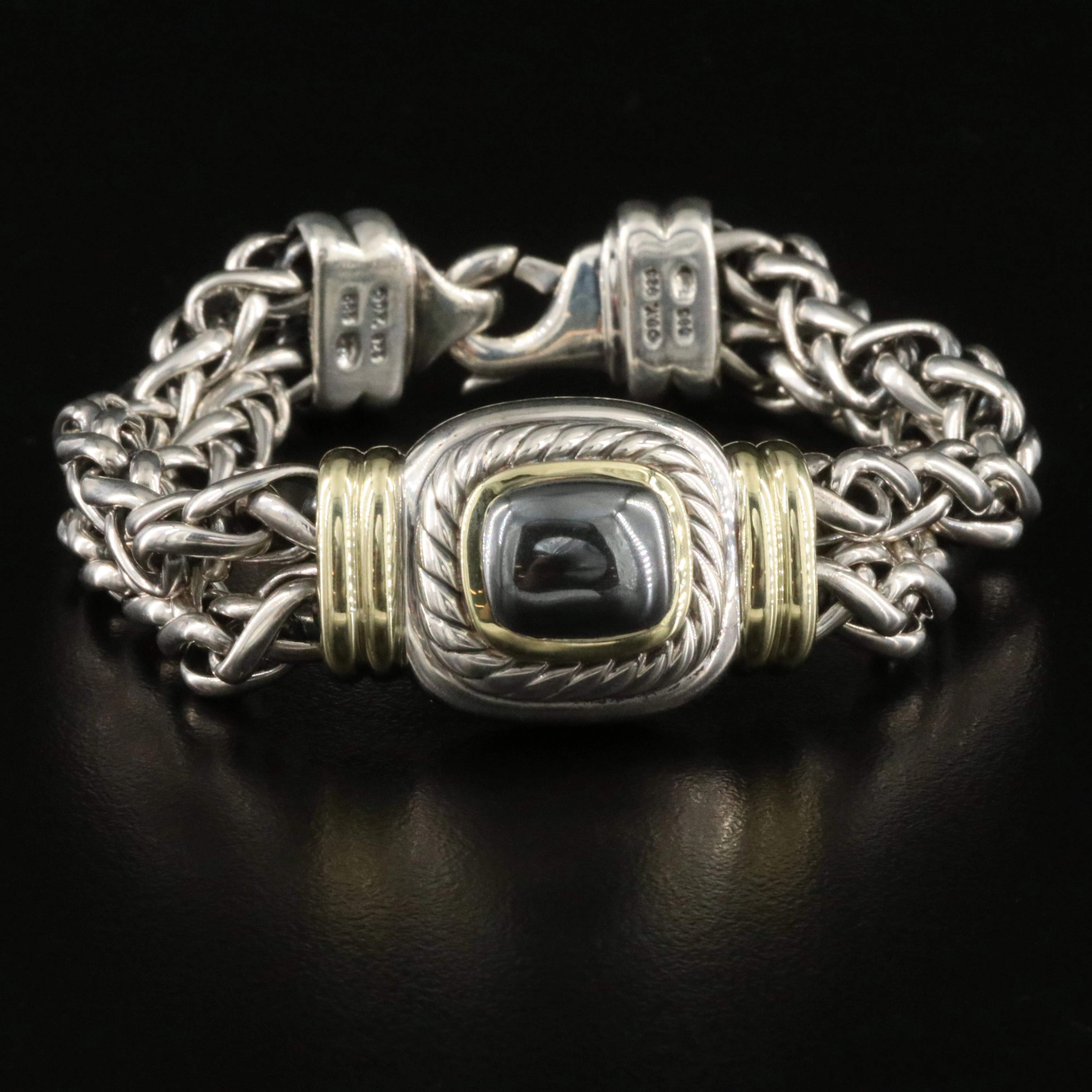 David Yurman Albion Sterling and Hematite Bracelet with 14K Accents