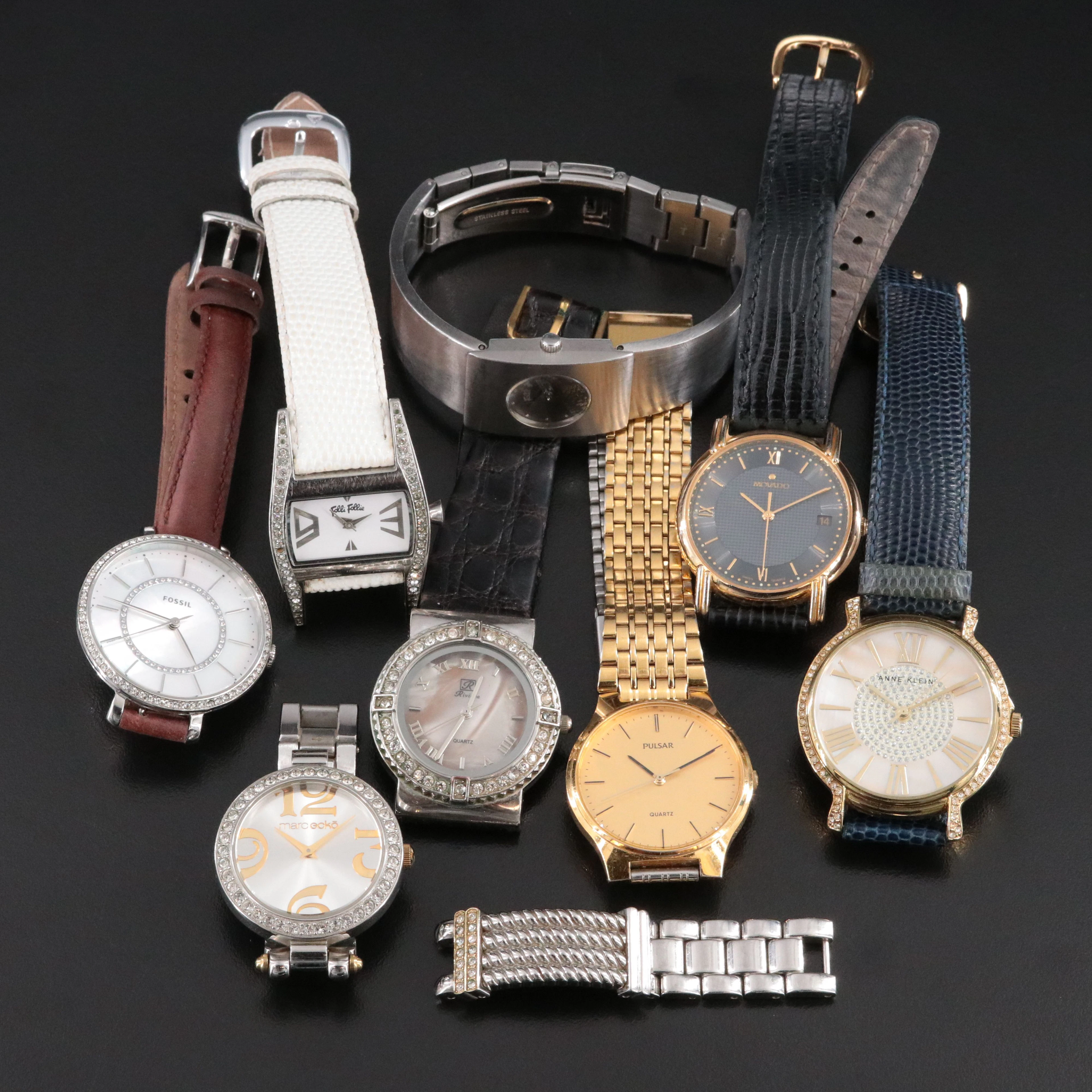 Collection of Quartz Fashion Watches Featuring Fossil and Anne Klein