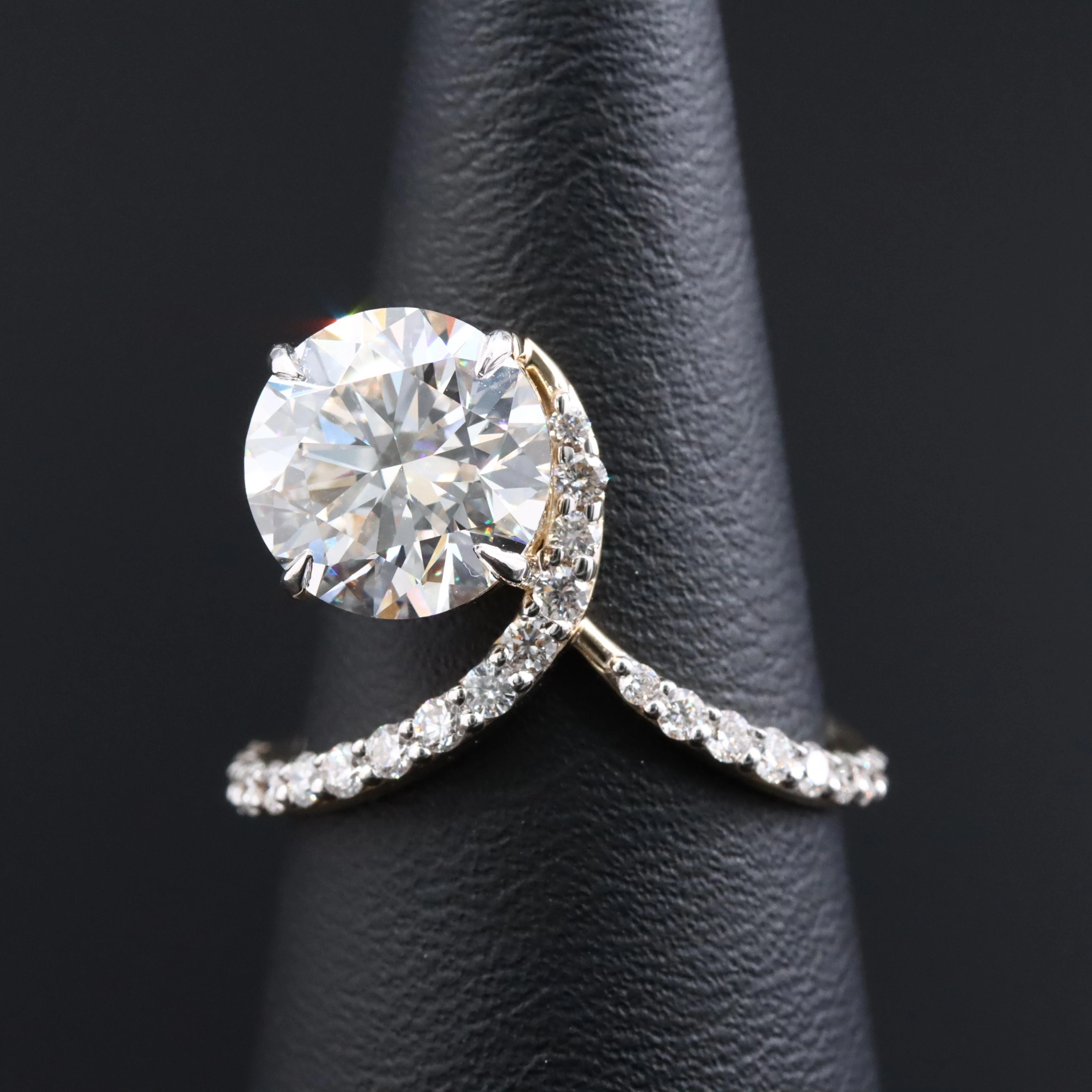 14K 3.62 CTW Lab Grown Diamond Aigrette Ring with IGI Report