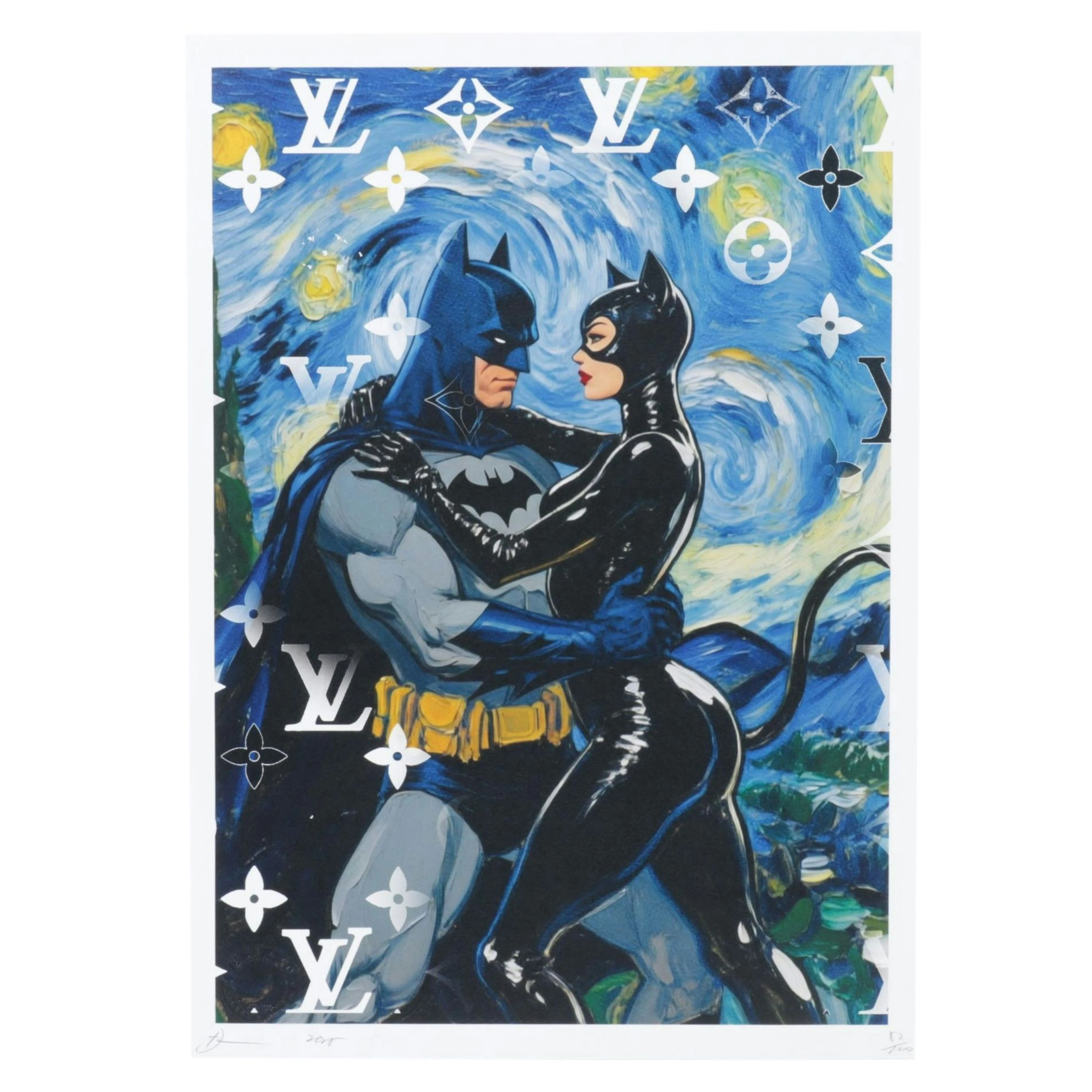 Death NYC Digital Print Homage to Batman and Catwoman x Van Gogh x LV, 2025