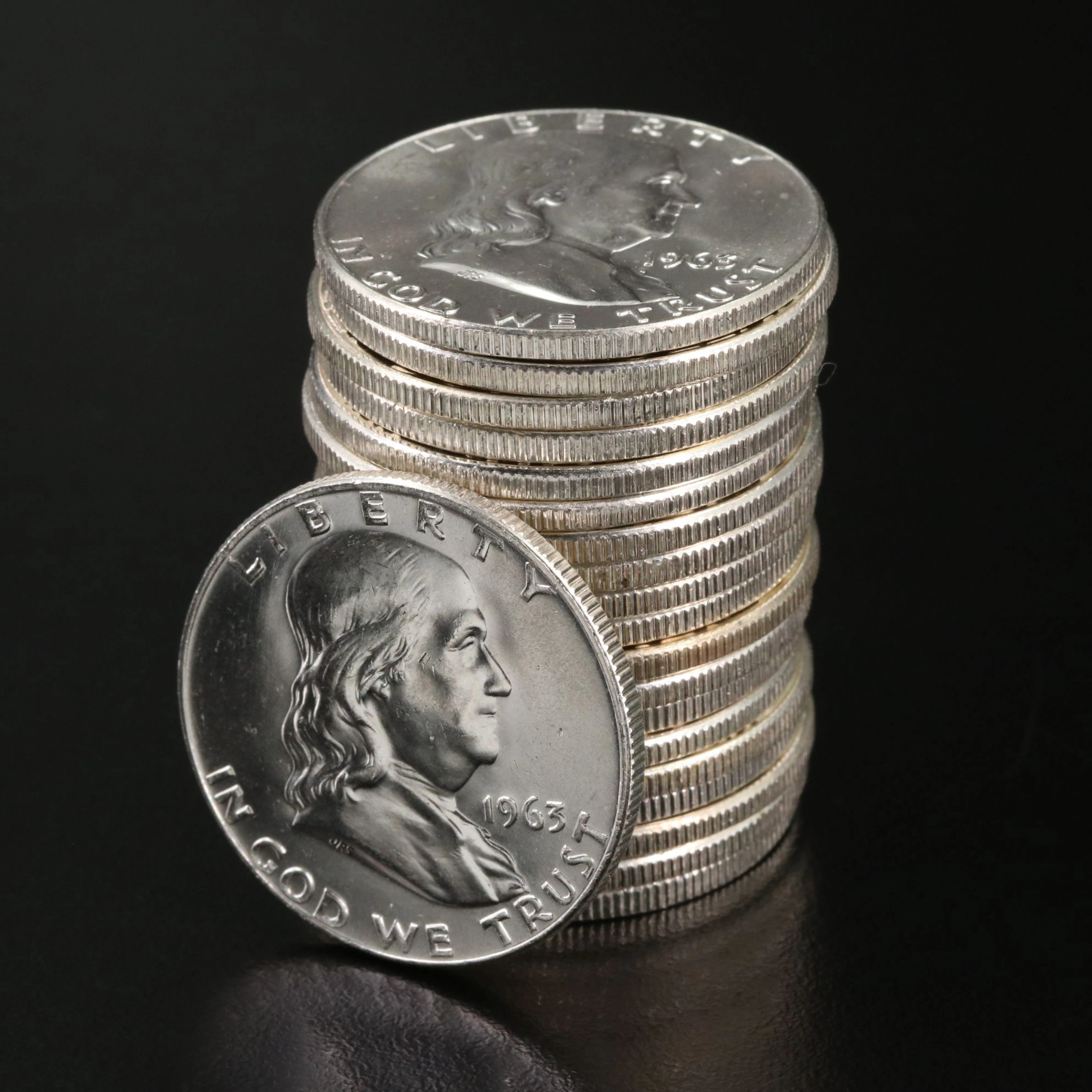 Roll of Twenty Uncirculated Franklin Silver Half Dollars