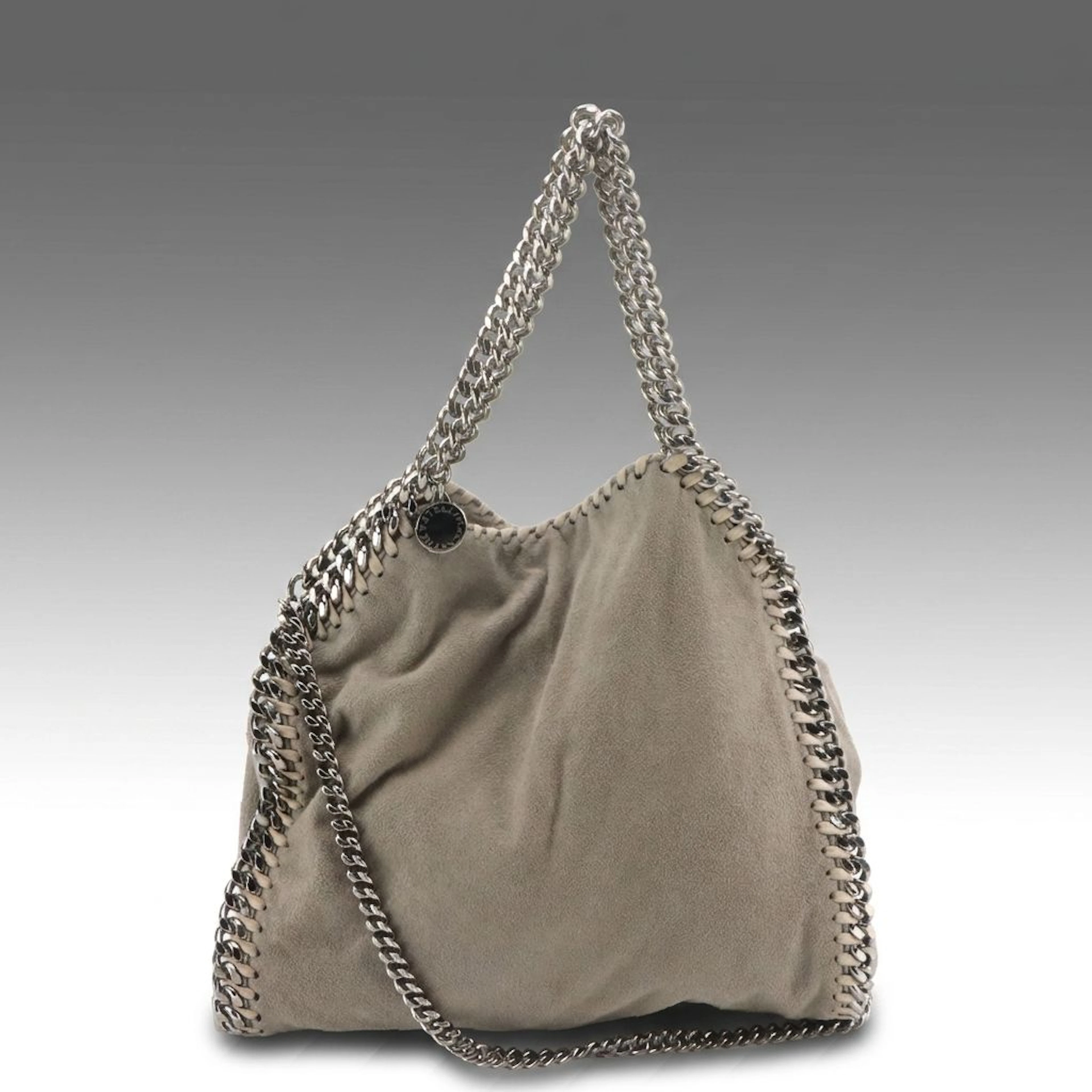 Stella McCartney Falabella Chain Strap Bag in Grey Shaggy Deer Faux-Suede