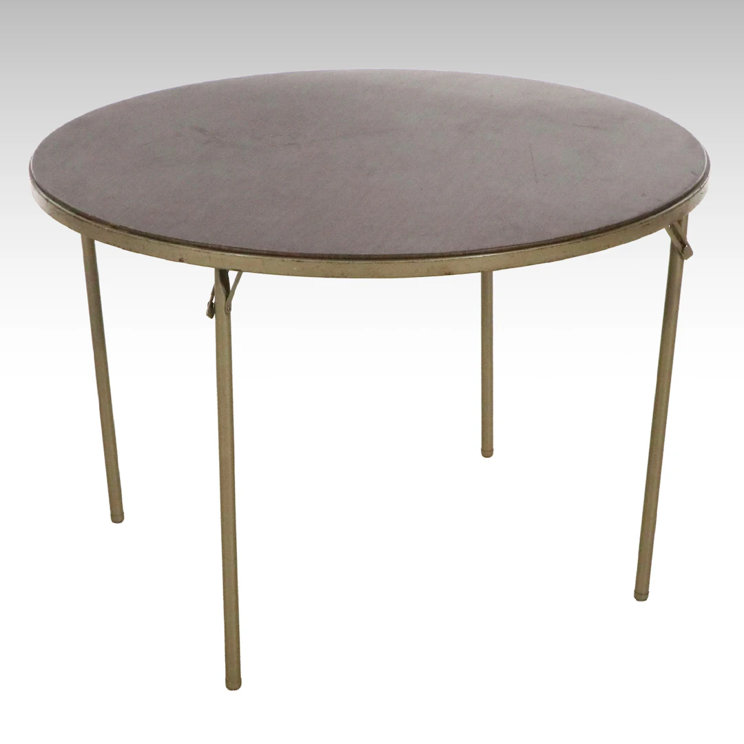 Samsonite Round Folding Card Table, Mid to Late 20th Century