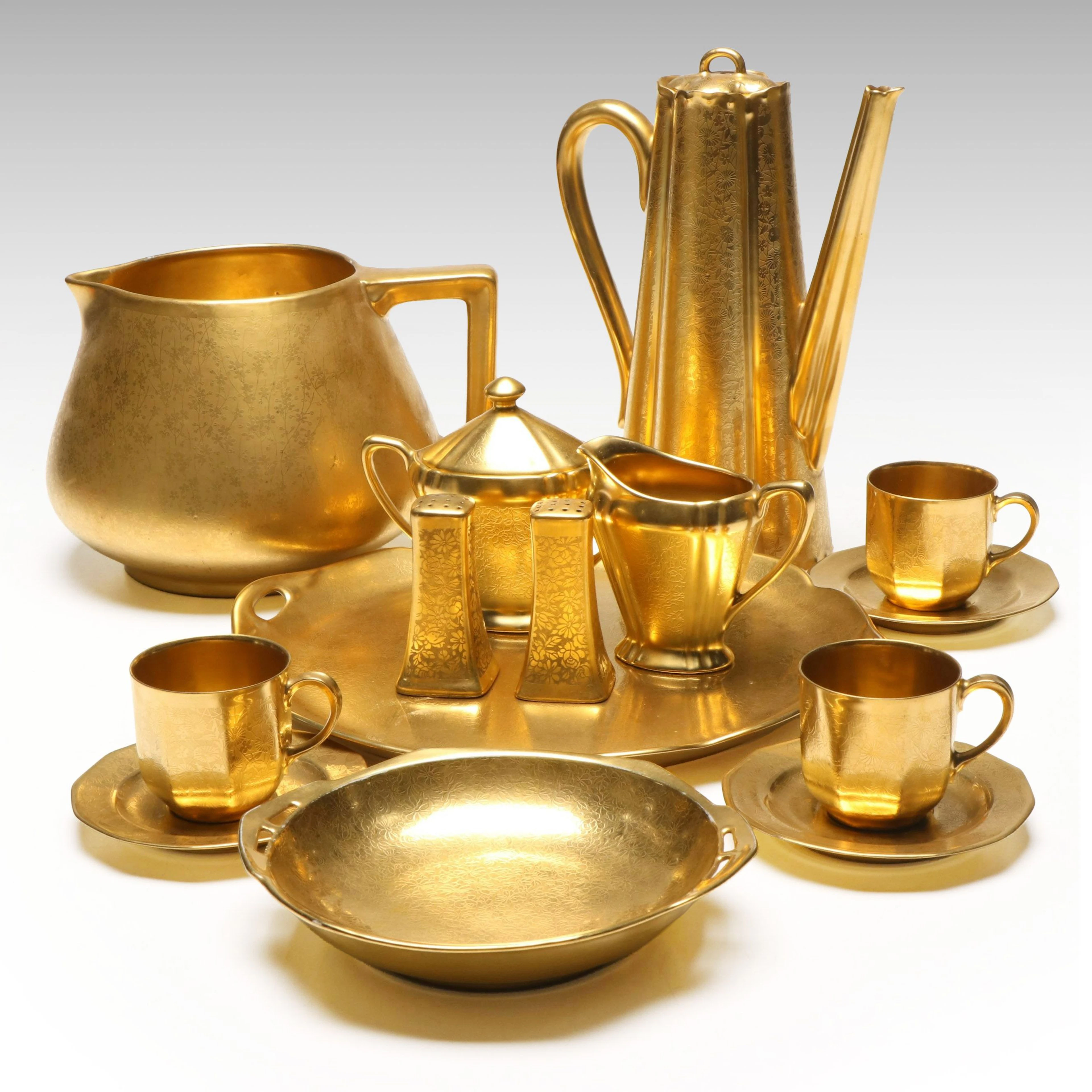 Pickard "Rose and Daisy" and More Gold Encrusted Dinnerware and Serving Pieces