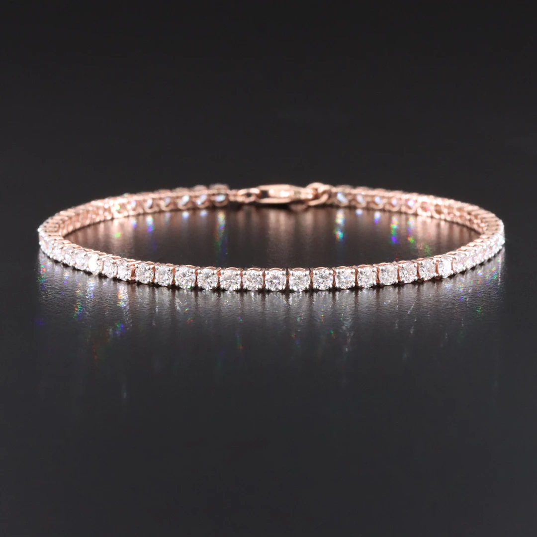 14K Rose Gold 3.61 CTW Lab Grown Diamond Line Bracelet