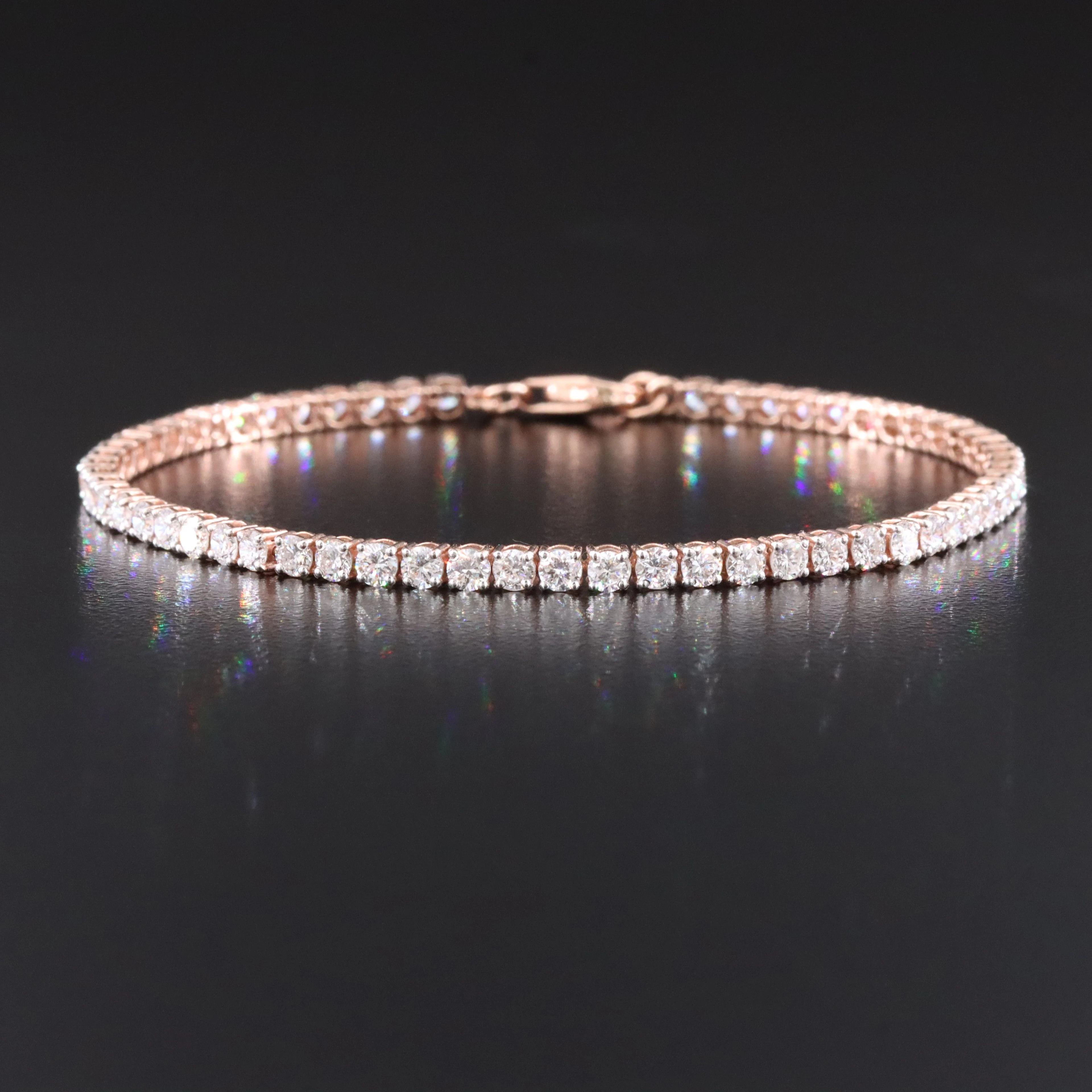 14K Rose Gold 3.61 CTW Lab Grown Diamond Line Bracelet