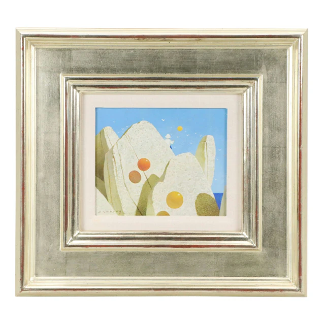 Robert Vickrey Egg Tempera Painting "Whale Rocks," 2005
