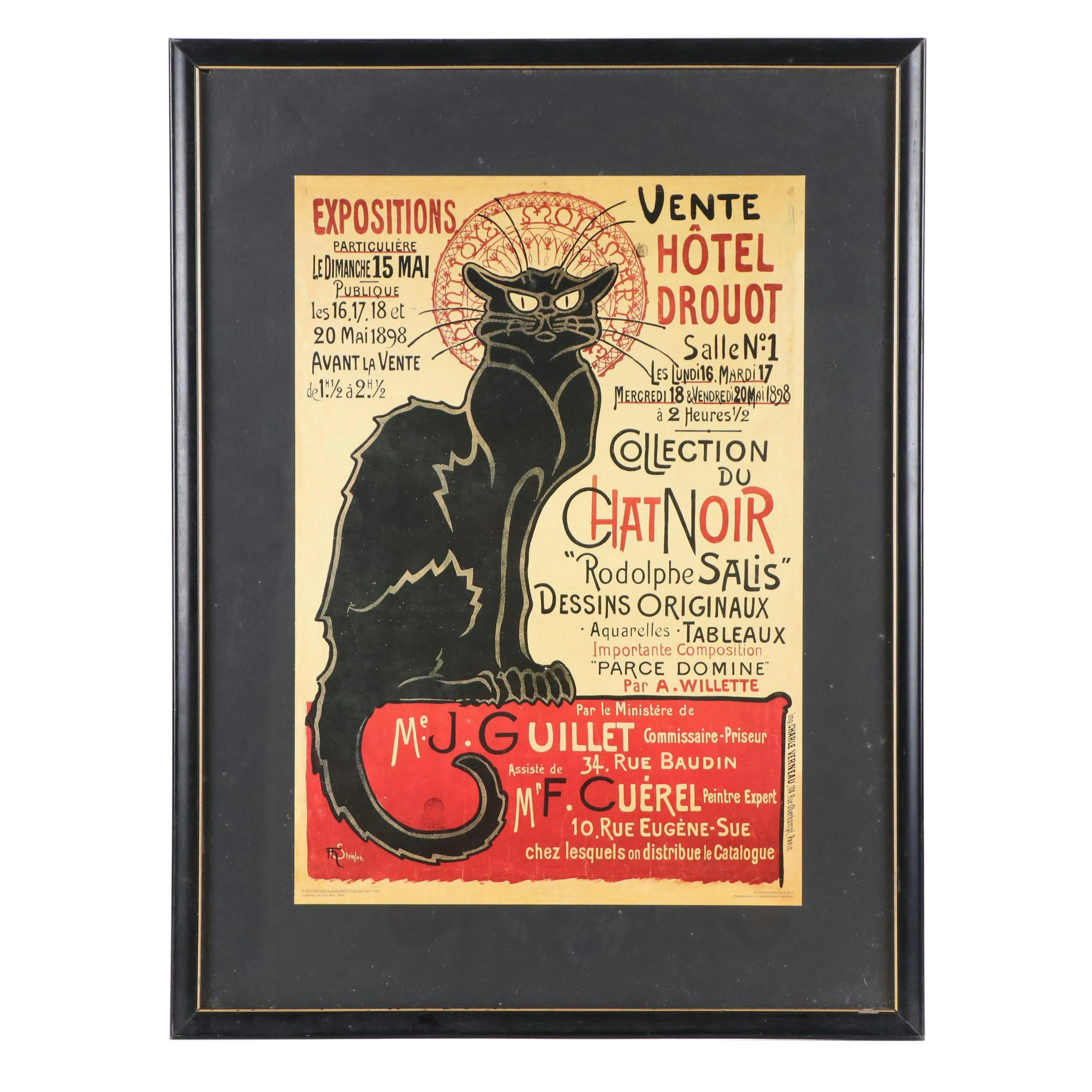 Offset Lithograph "Chat Noir" After Théophile-Alexandre Steinlen