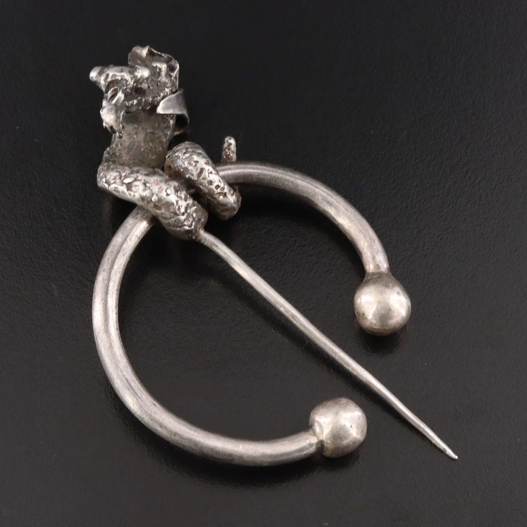 Sterling Loch Ness Monster Penannular Cloak Pin