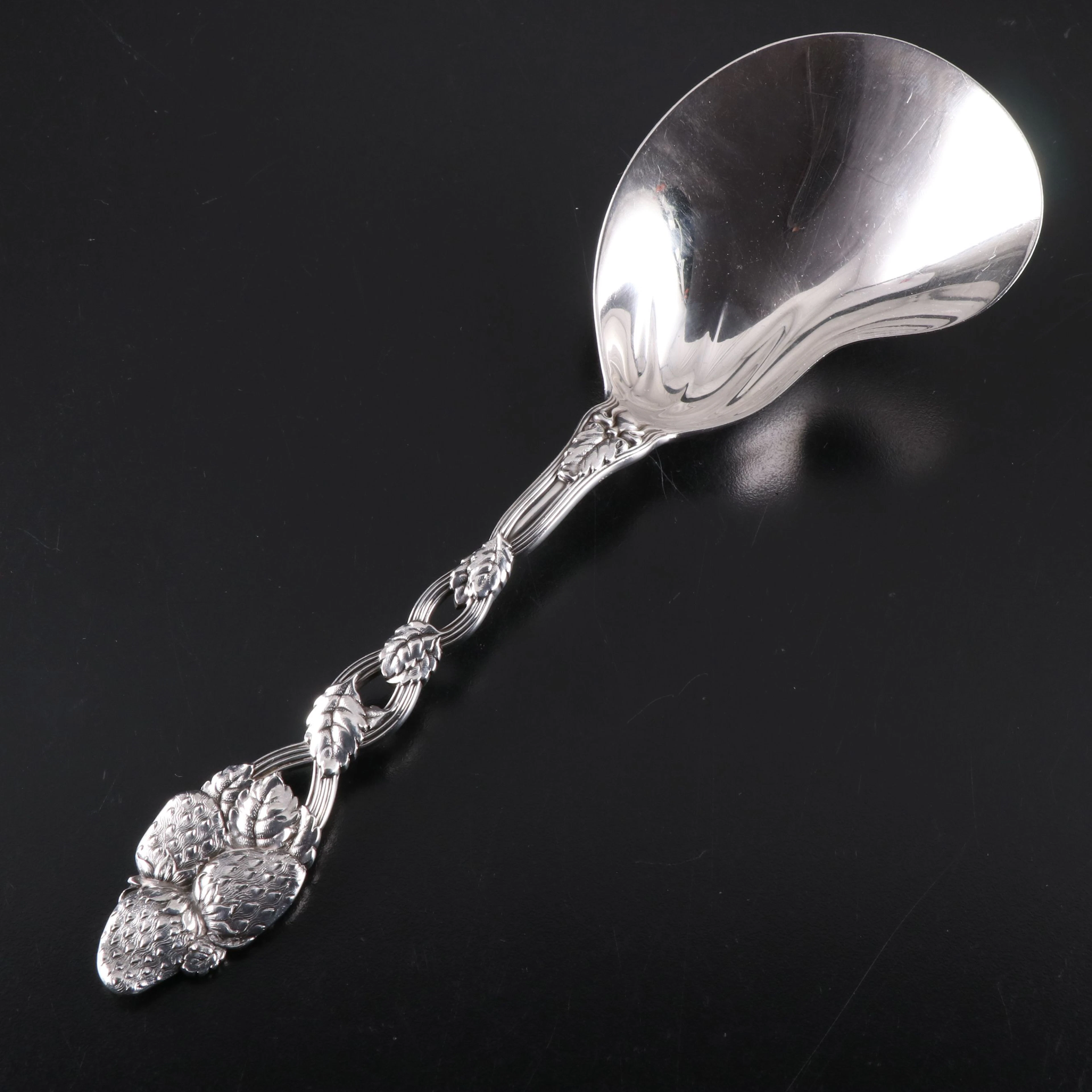 Tiffany & Co. Sterling Silver "Strawberry" Pierced Casserole Serving Spoon