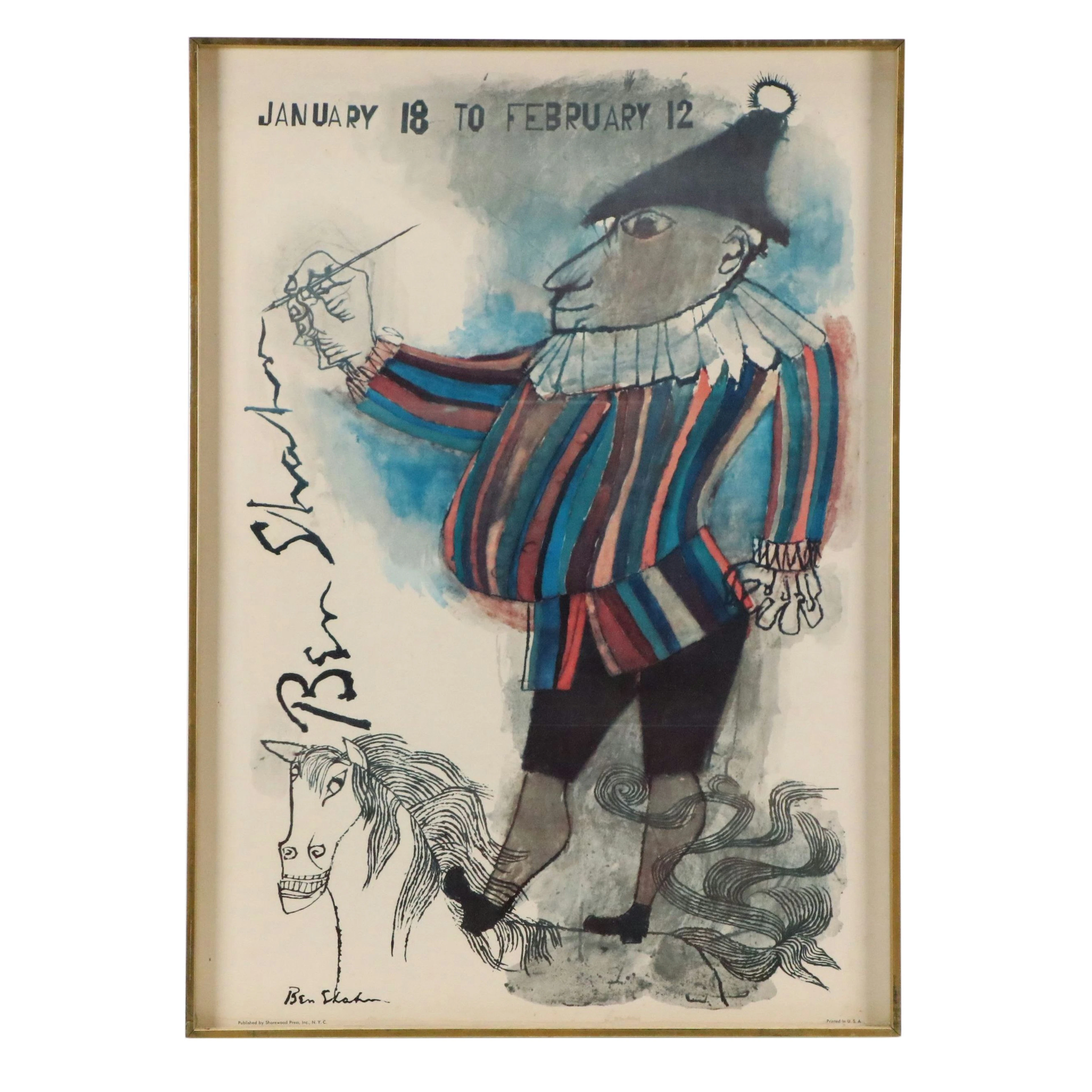 Offset Lithograph Exhibition Poster After Ben Shahn, Mid-20th Century