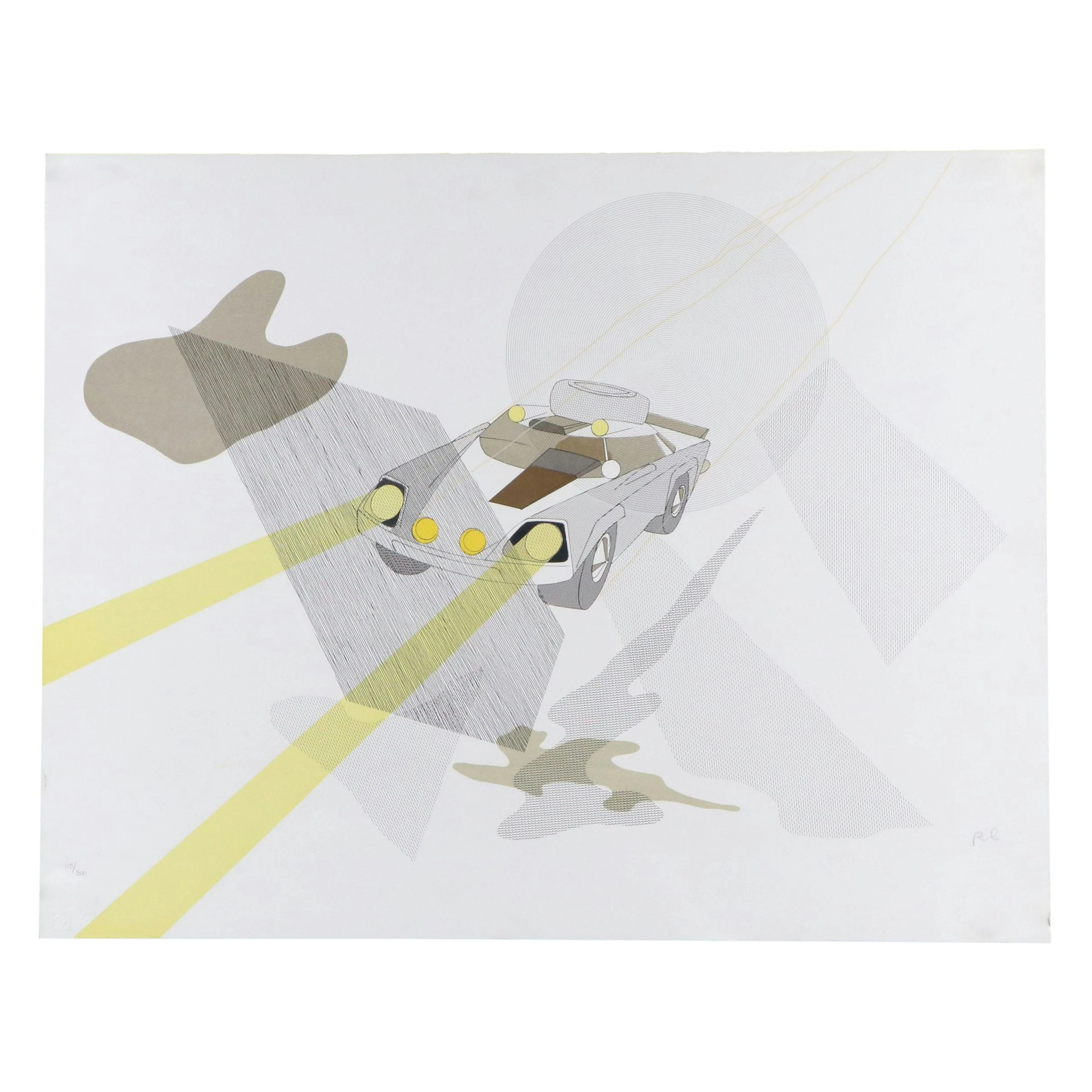 Raymond Loewy Lithograph "Untitled - Headlights," 1985