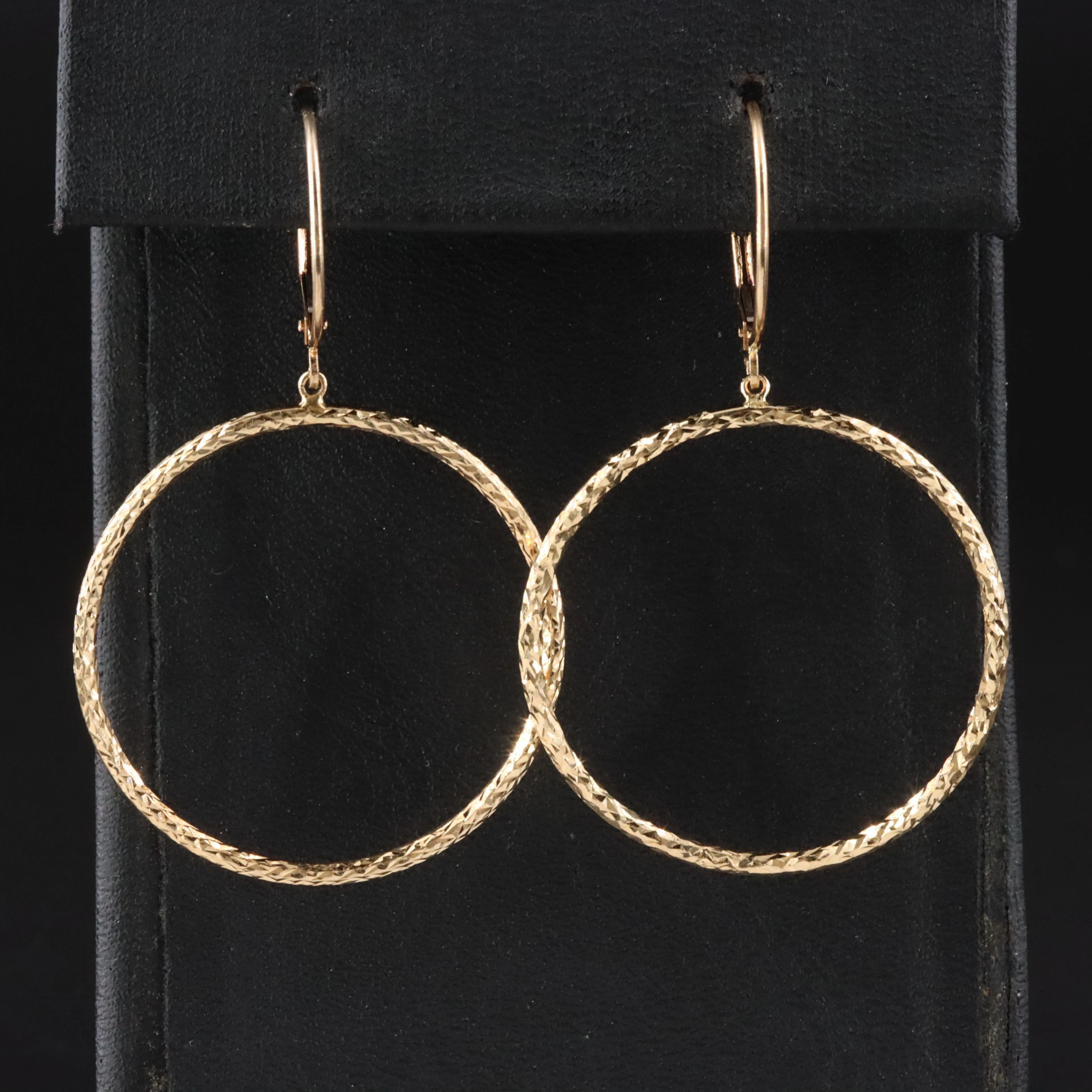 14K Diamond-Cut Style Circle Earrings