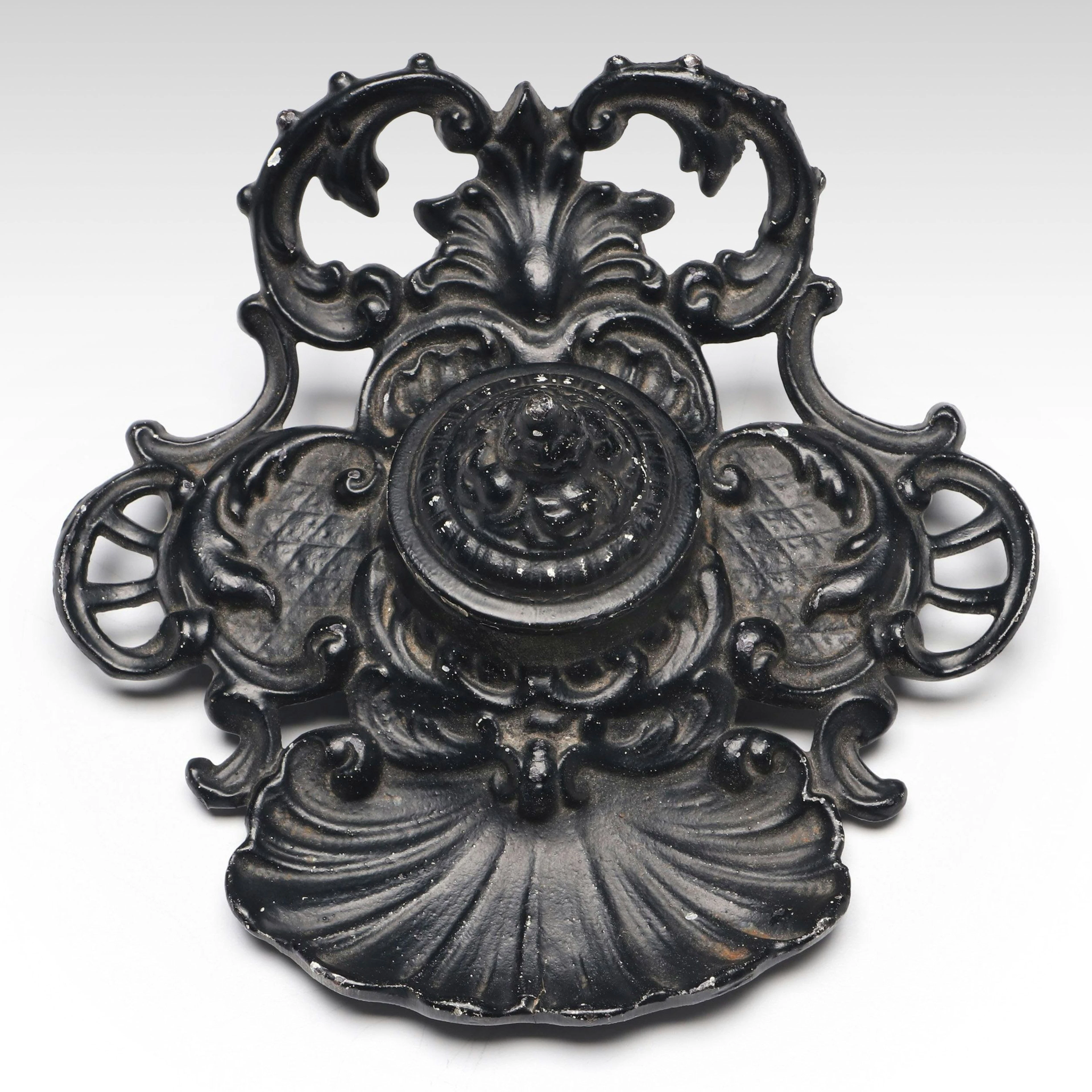 Jennings Brothers Ornate Painted Cast Iron Inkwell, Late 19th/Early 20th C.