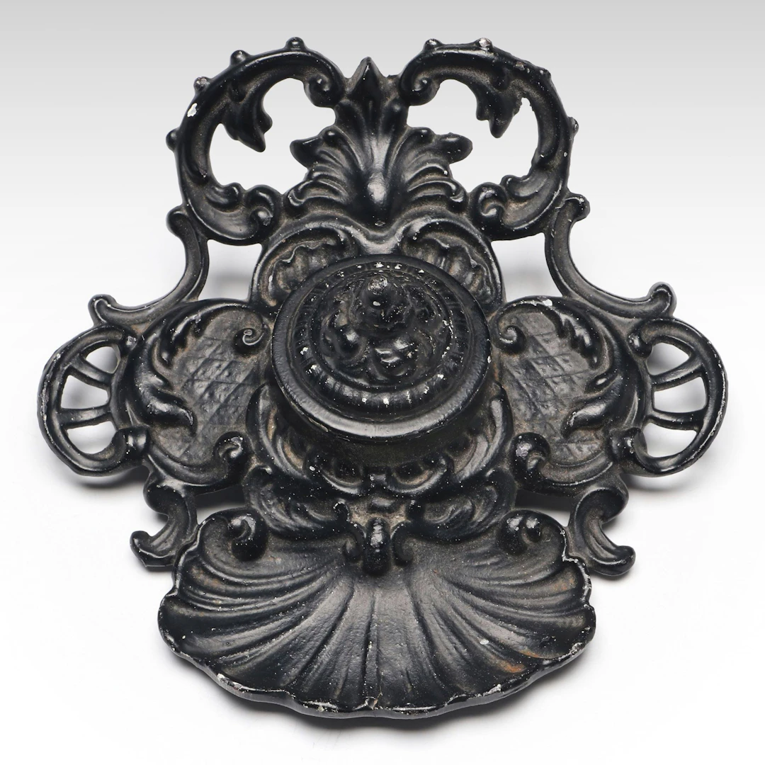 Jennings Brothers Ornate Painted Cast Iron Inkwell, Late 19th/Early 20th C.