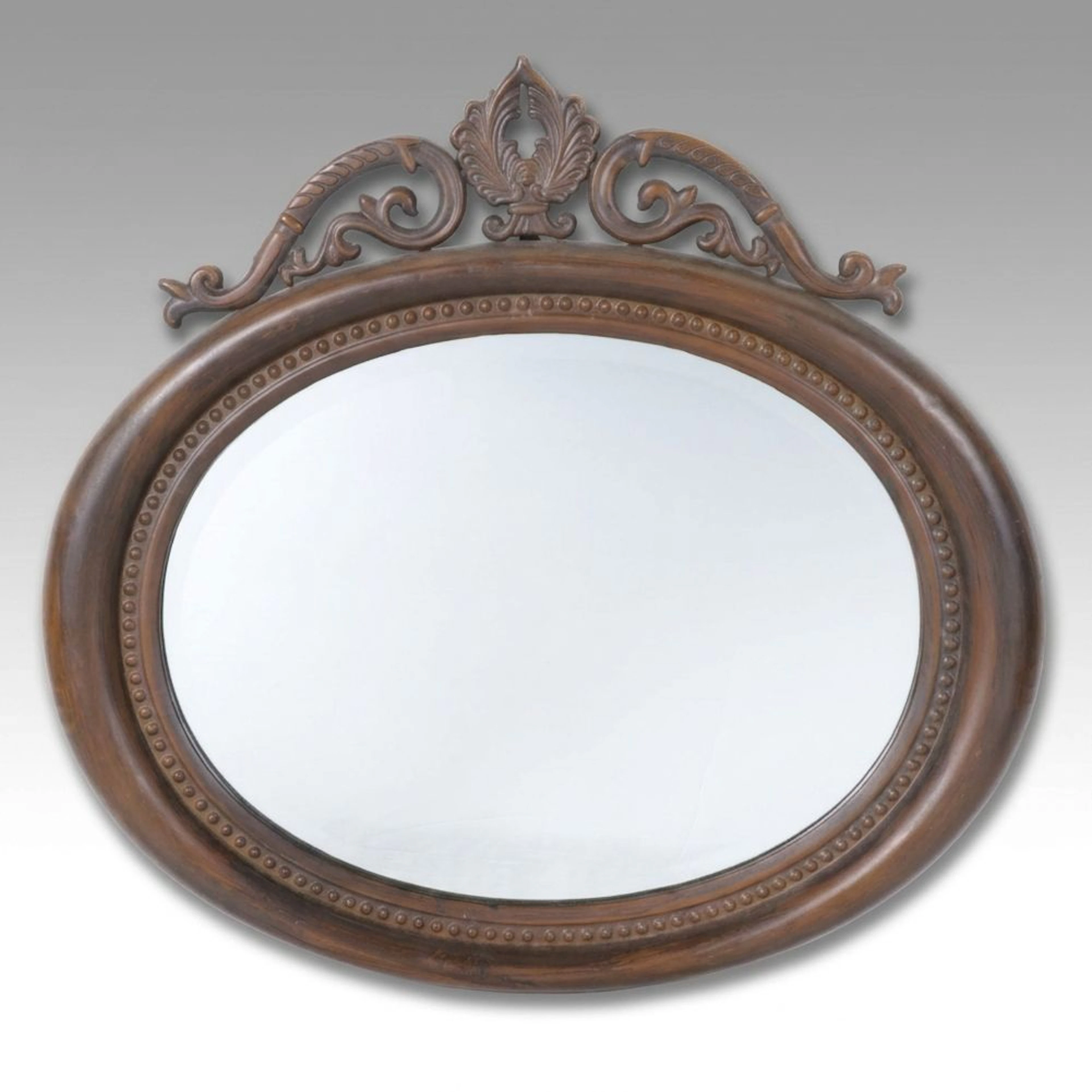 British Colonial Style Metal Framed Oval Wall Mirror