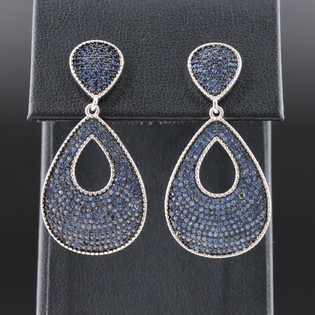 Sterling Pavé Sapphire Earrings