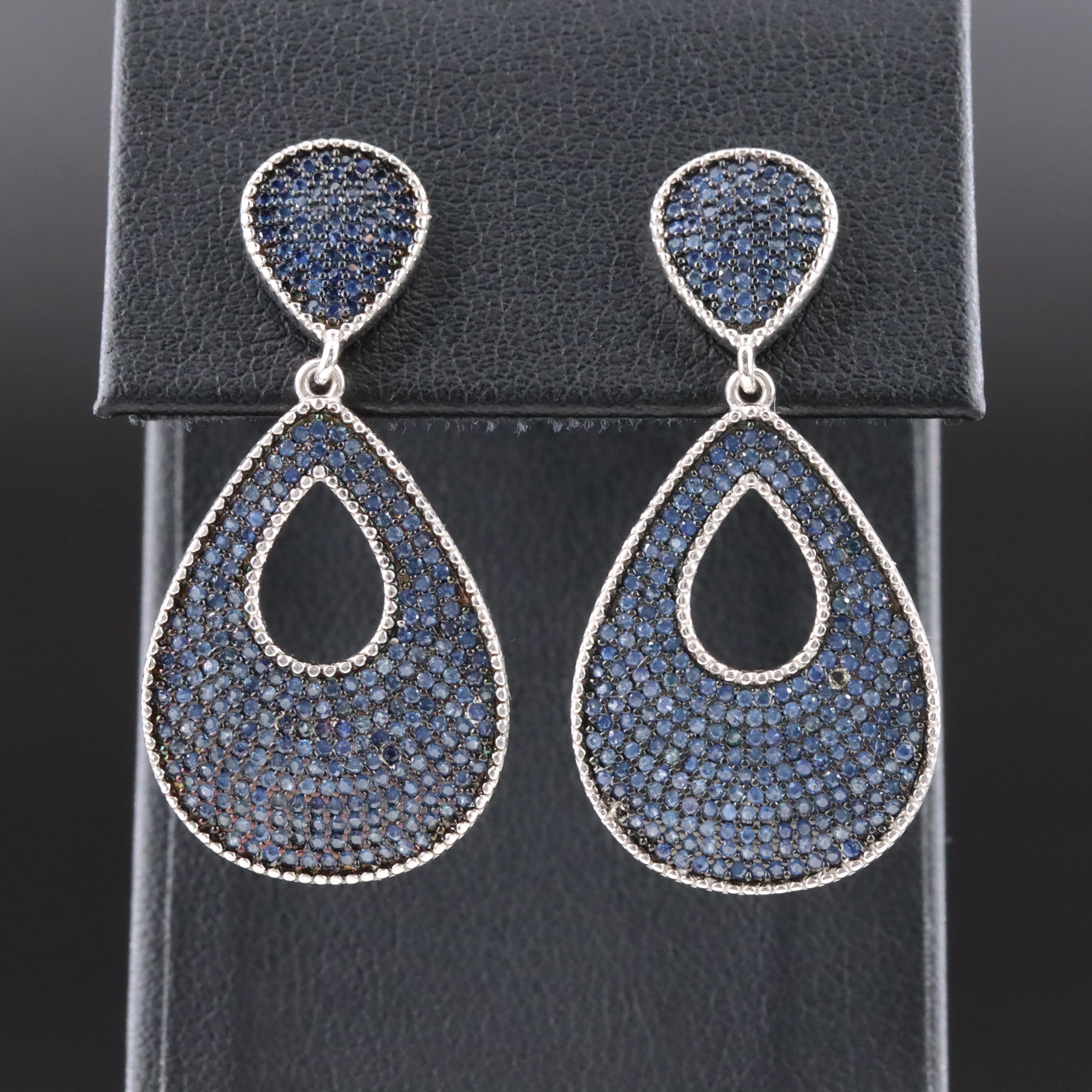 Sterling Pavé Sapphire Earrings