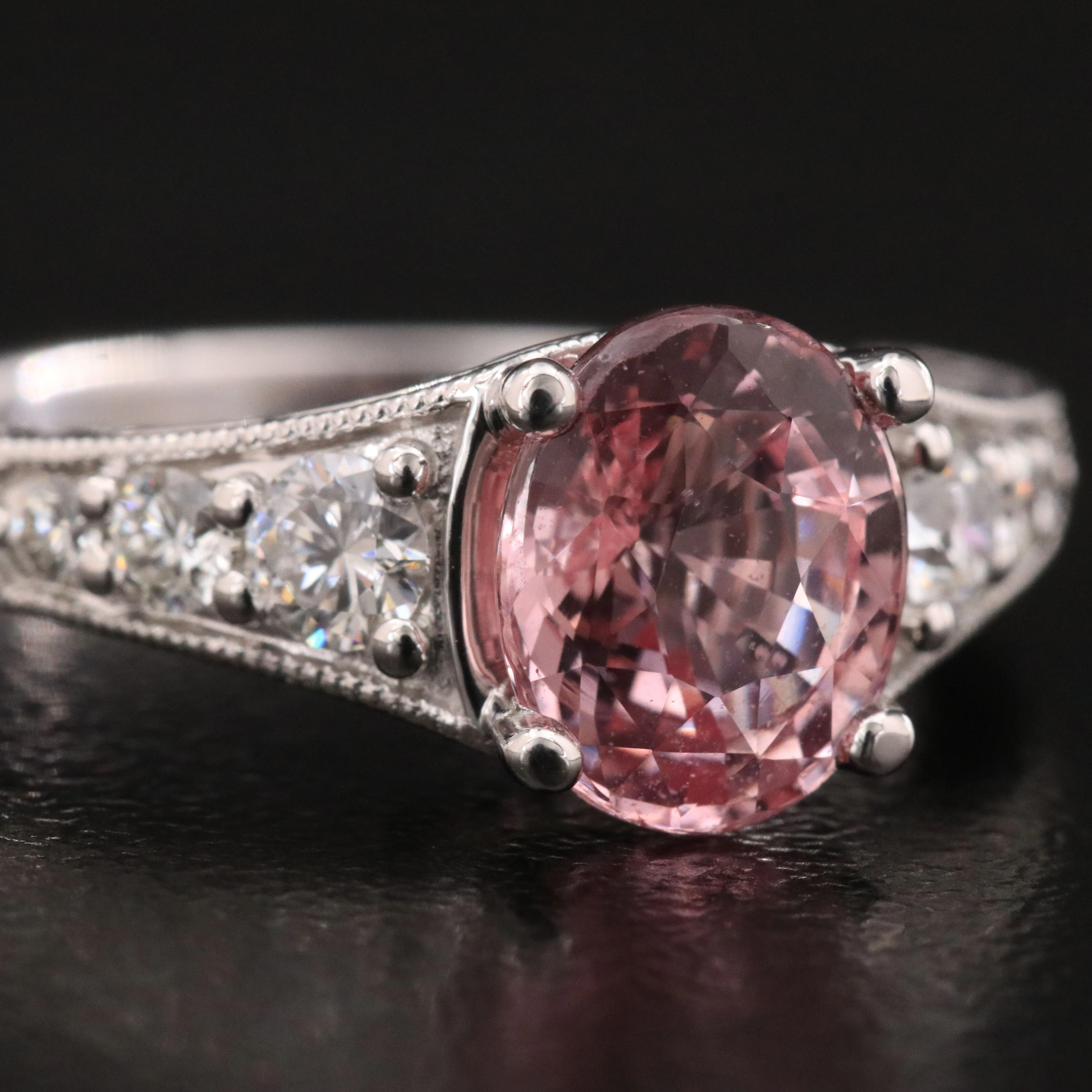 18k 1.98CT Padparadscha and 0.33 CTW Diamond Ring with IGI Report