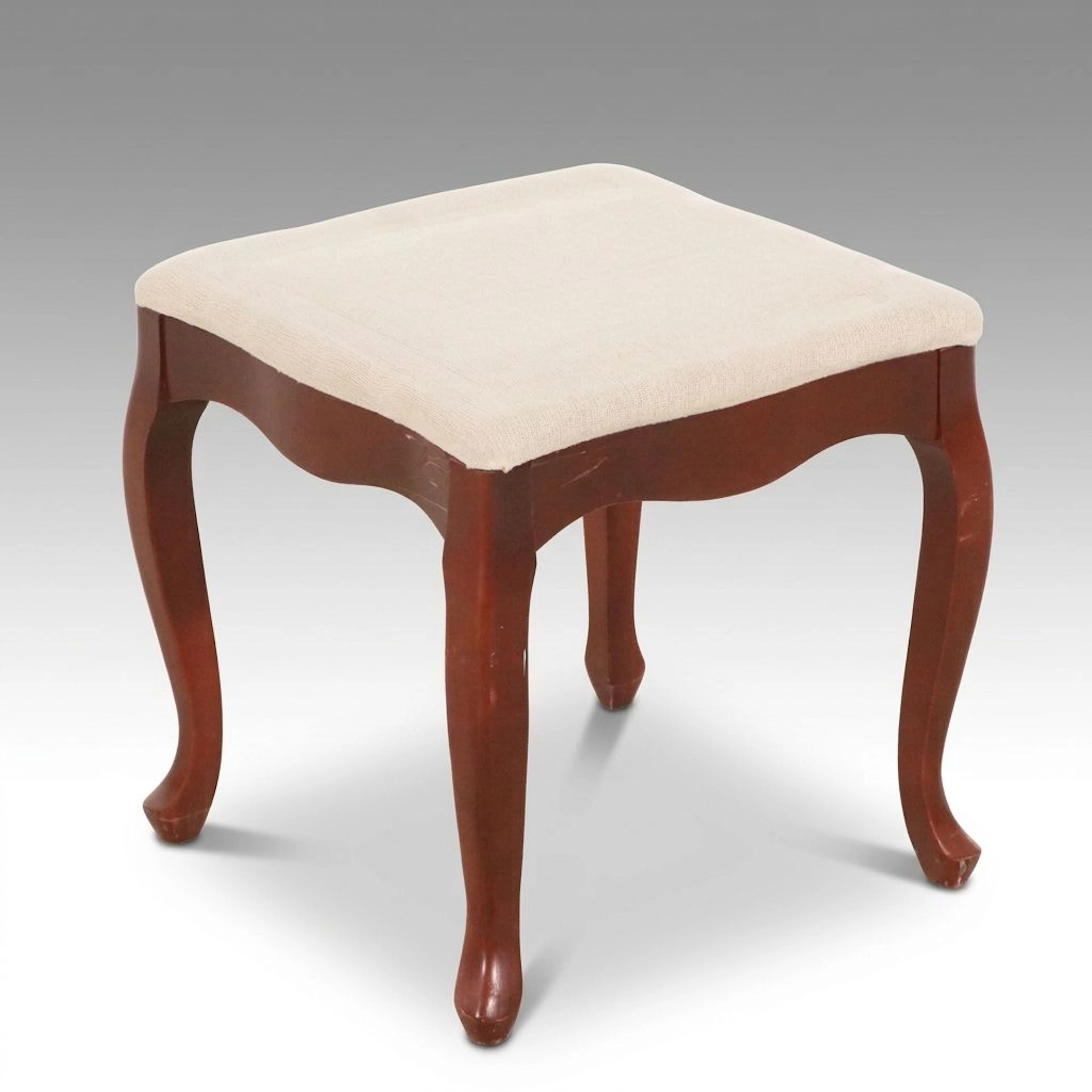 Paxton Products Queen Anne Style Cherry Finish Ottoman, Late 20th Century