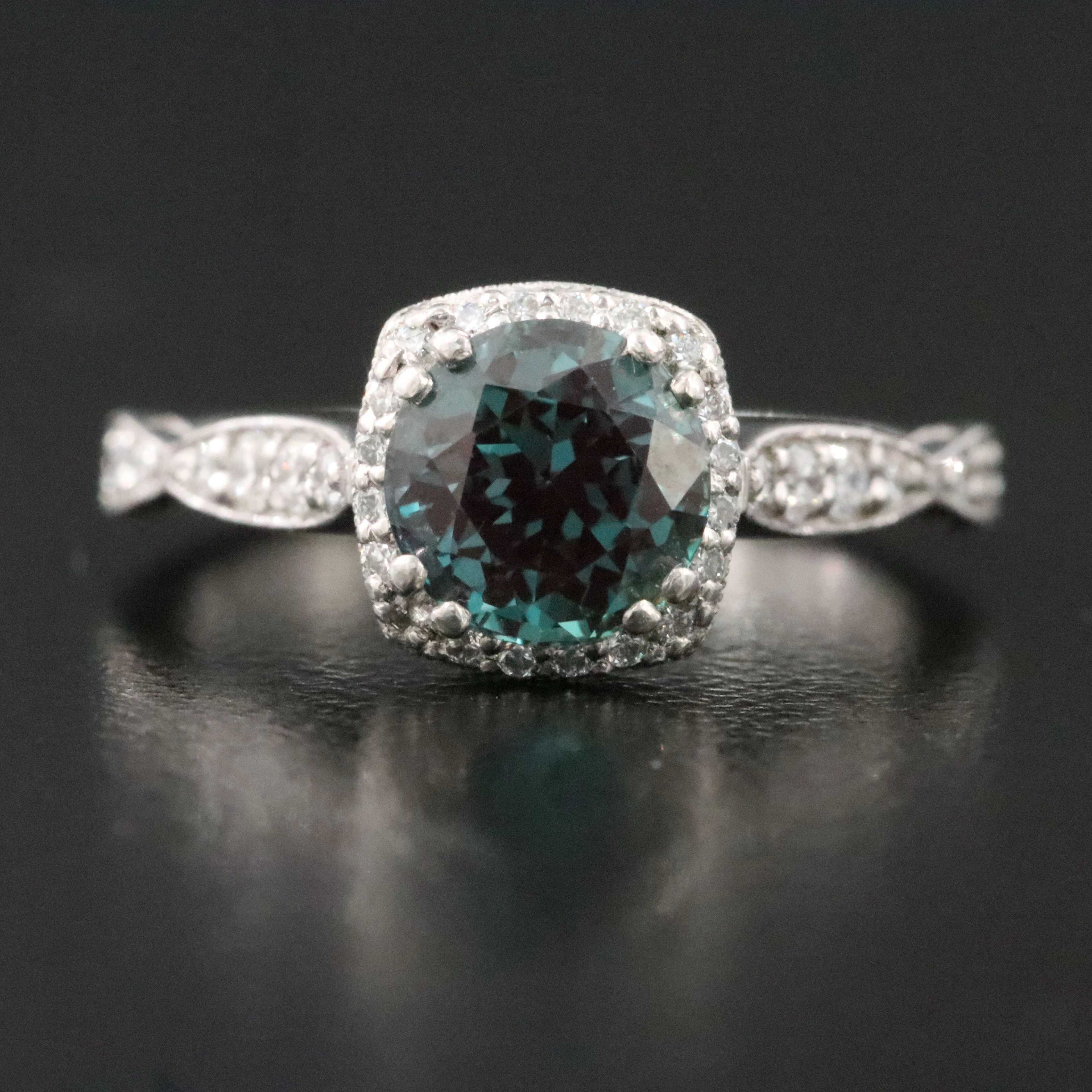 Tacori Platinum Alexandrite and 0.26 CTW Diamond Ring