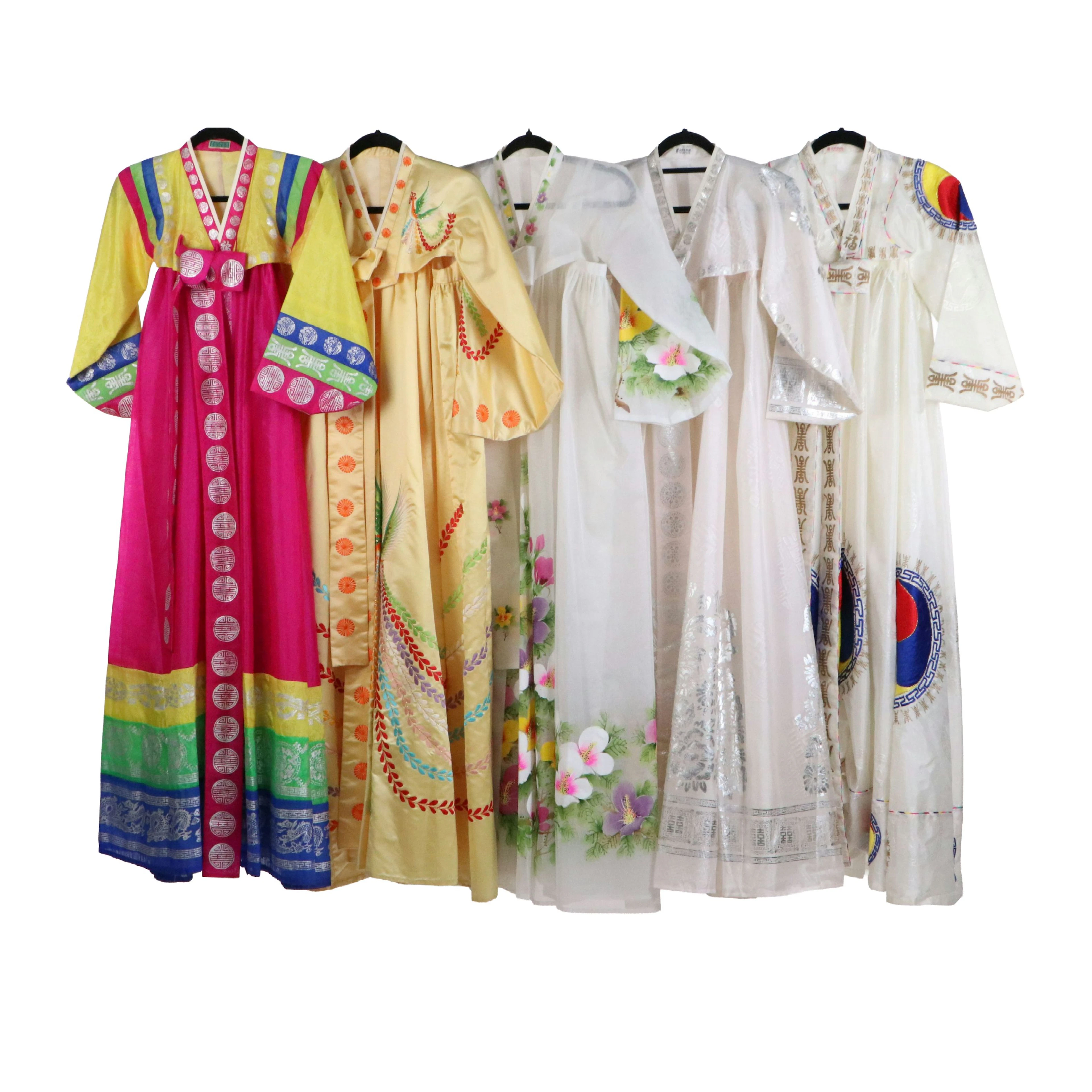 Korean Special Occasion Hanbok in Foil-Stamped/Embroidered/Painted Silk