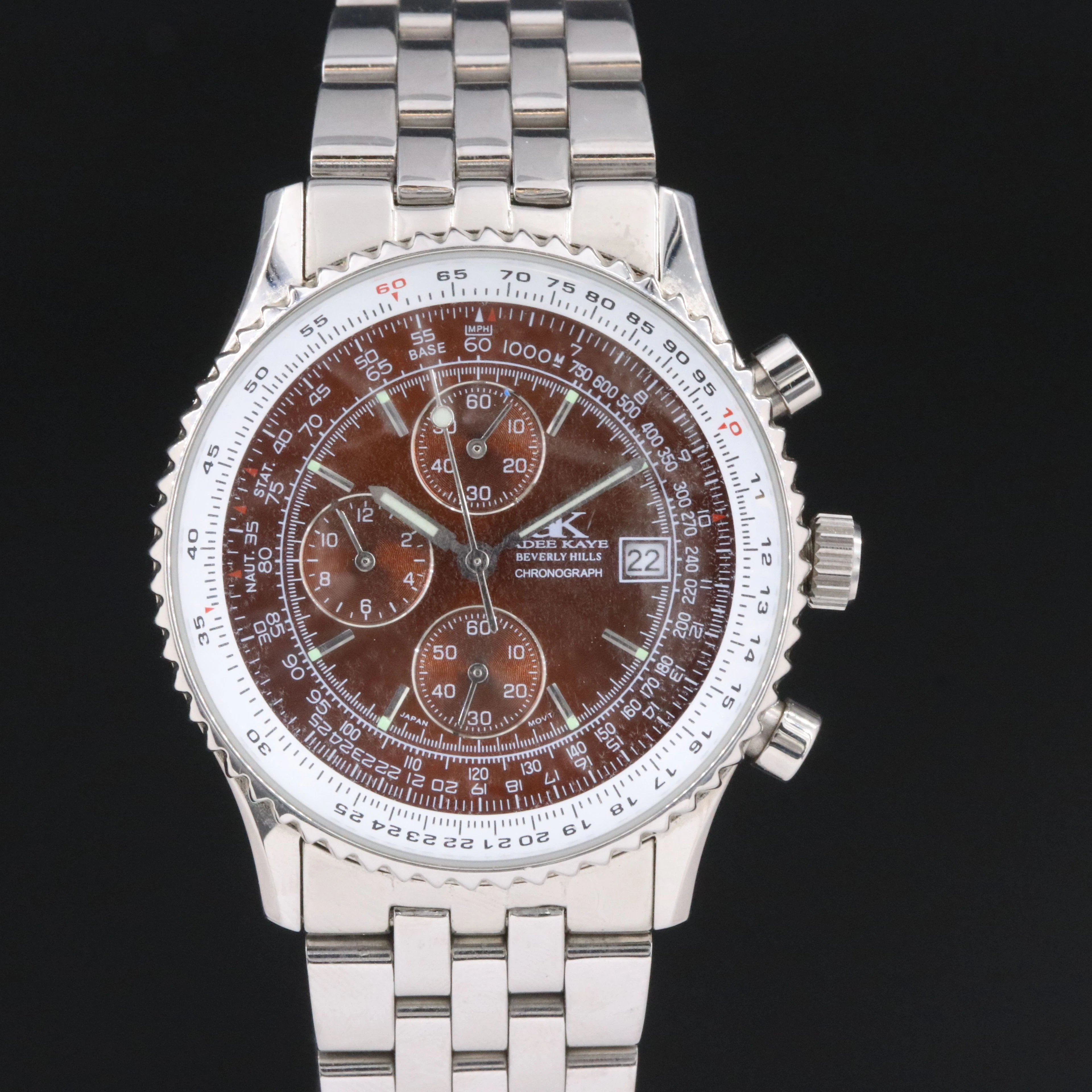 Adee Kaye Beverly Hills Stainless Steel Chronograph Watch