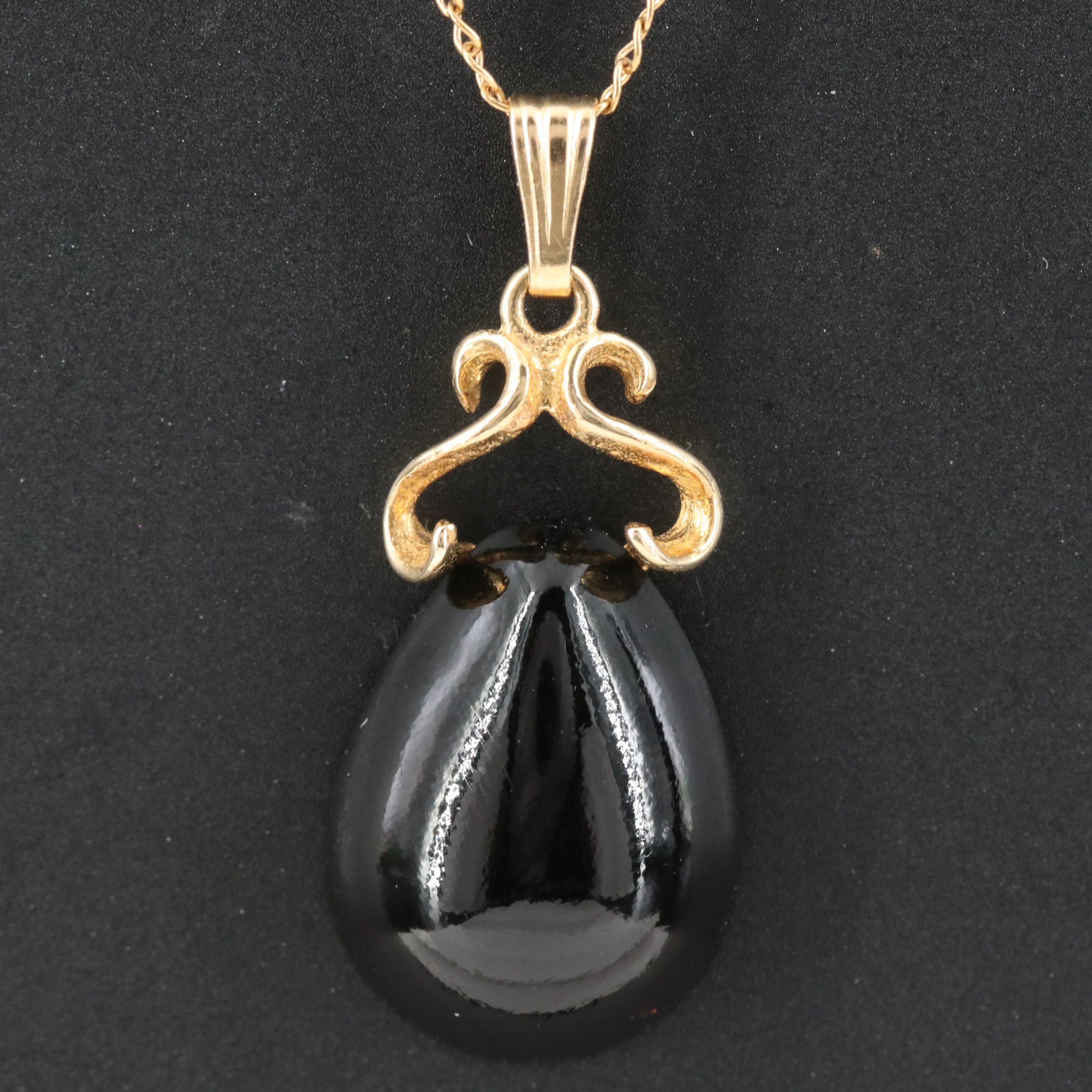 14K Black Coral Pendant Necklace