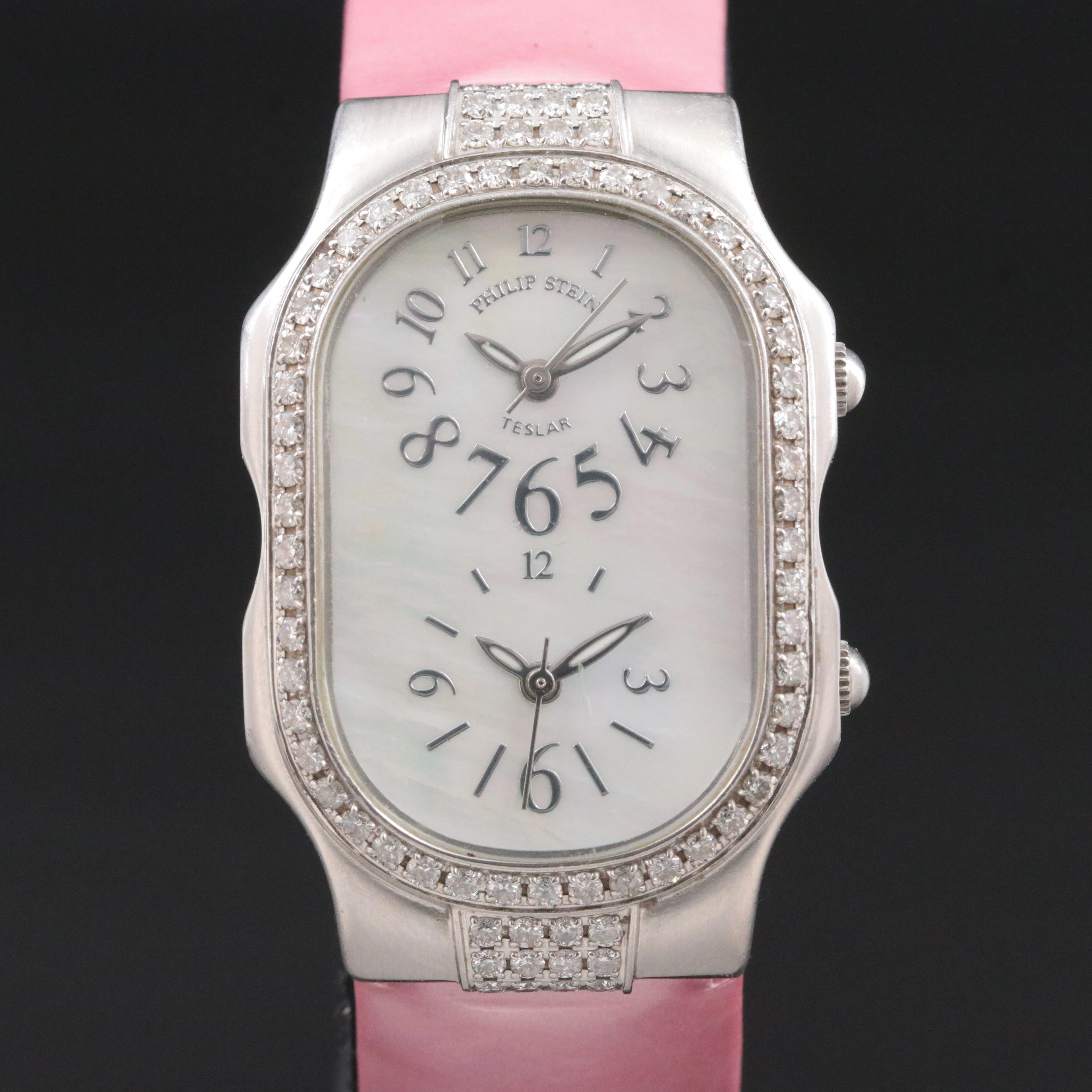 Philip Stein Teslar 1.29 CTW Diamonds Mother - Of - Pearl Steel Quartz Watch