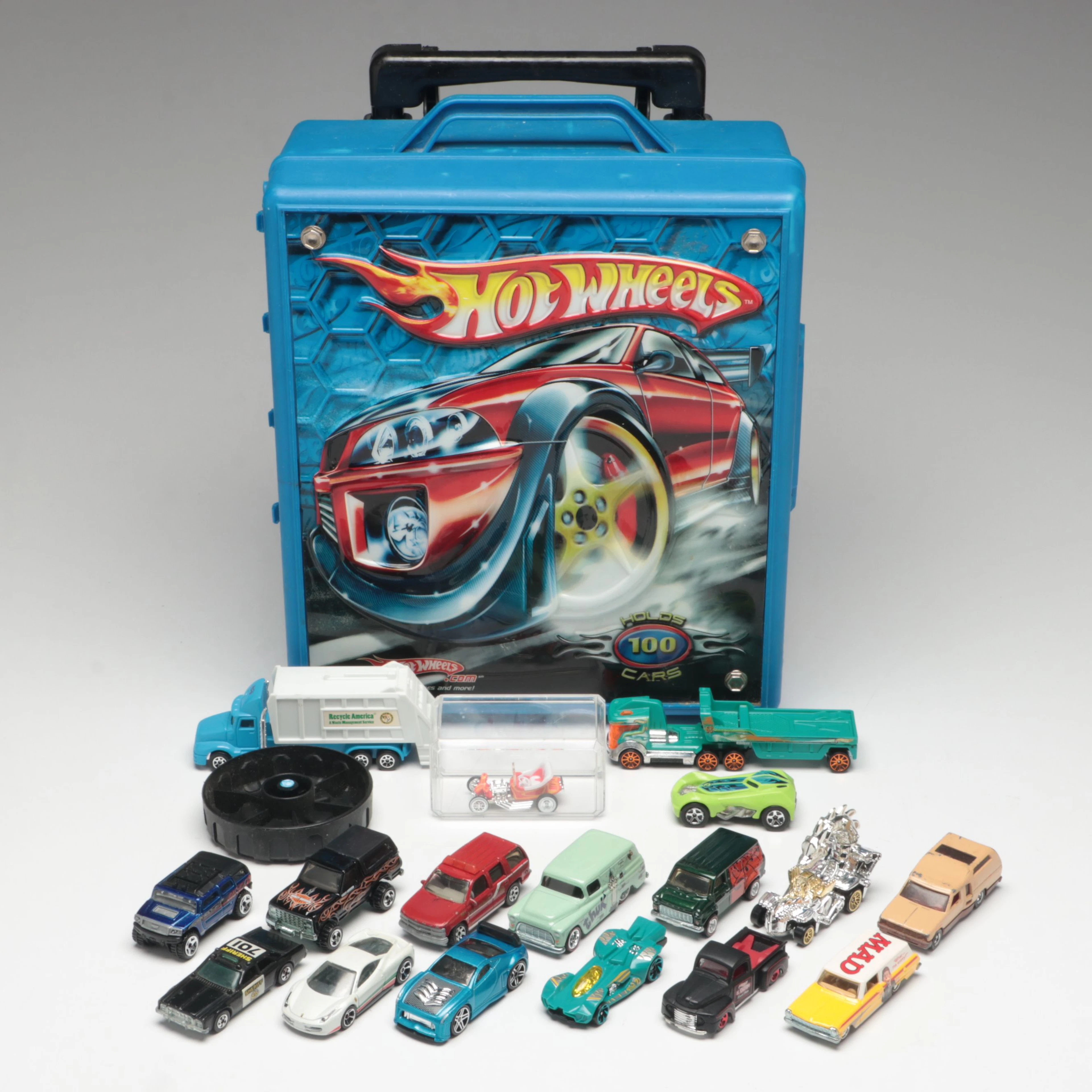 Hot Wheels Diecast Vehicle Collection with Carrying Case