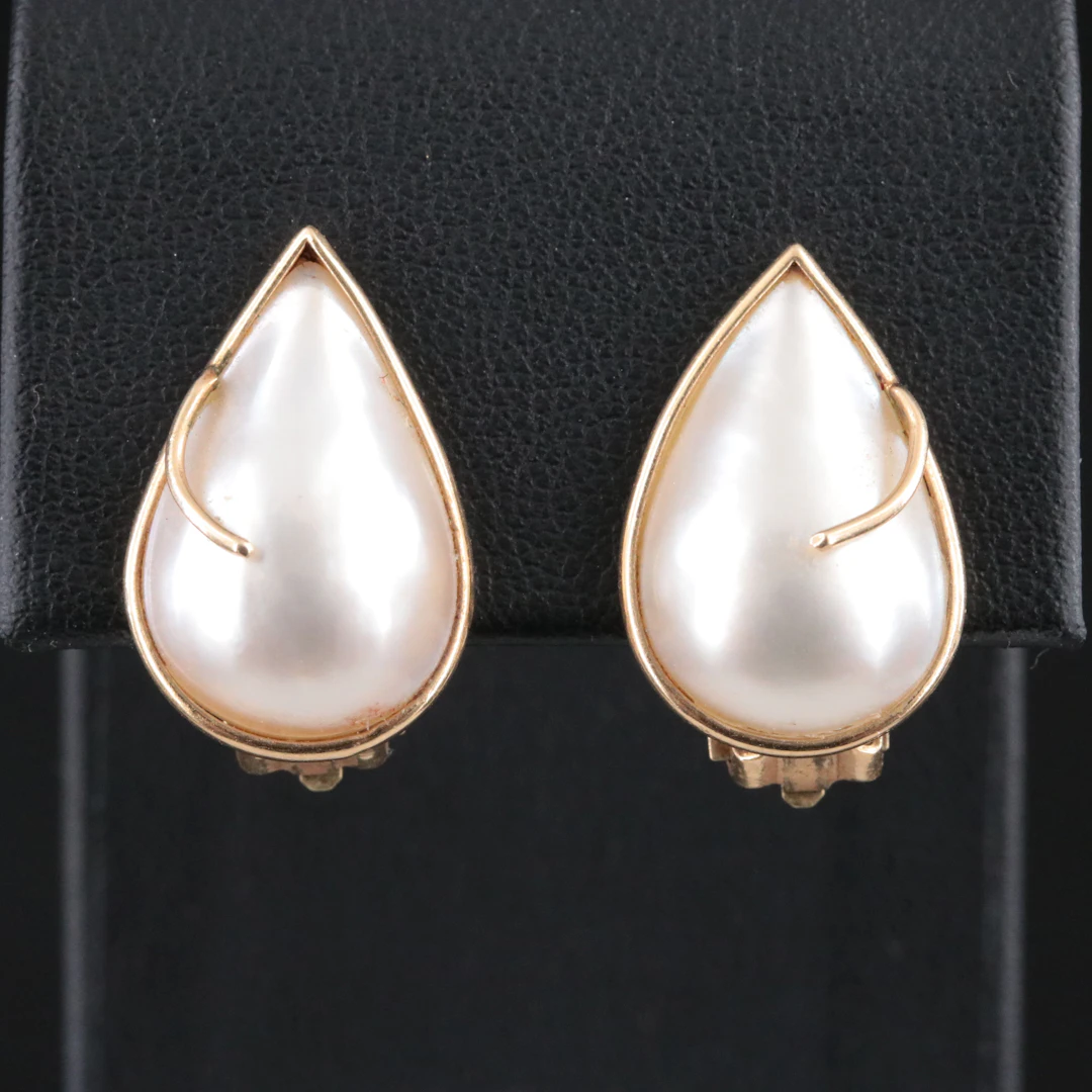 14K Mabé Pearl Earrings