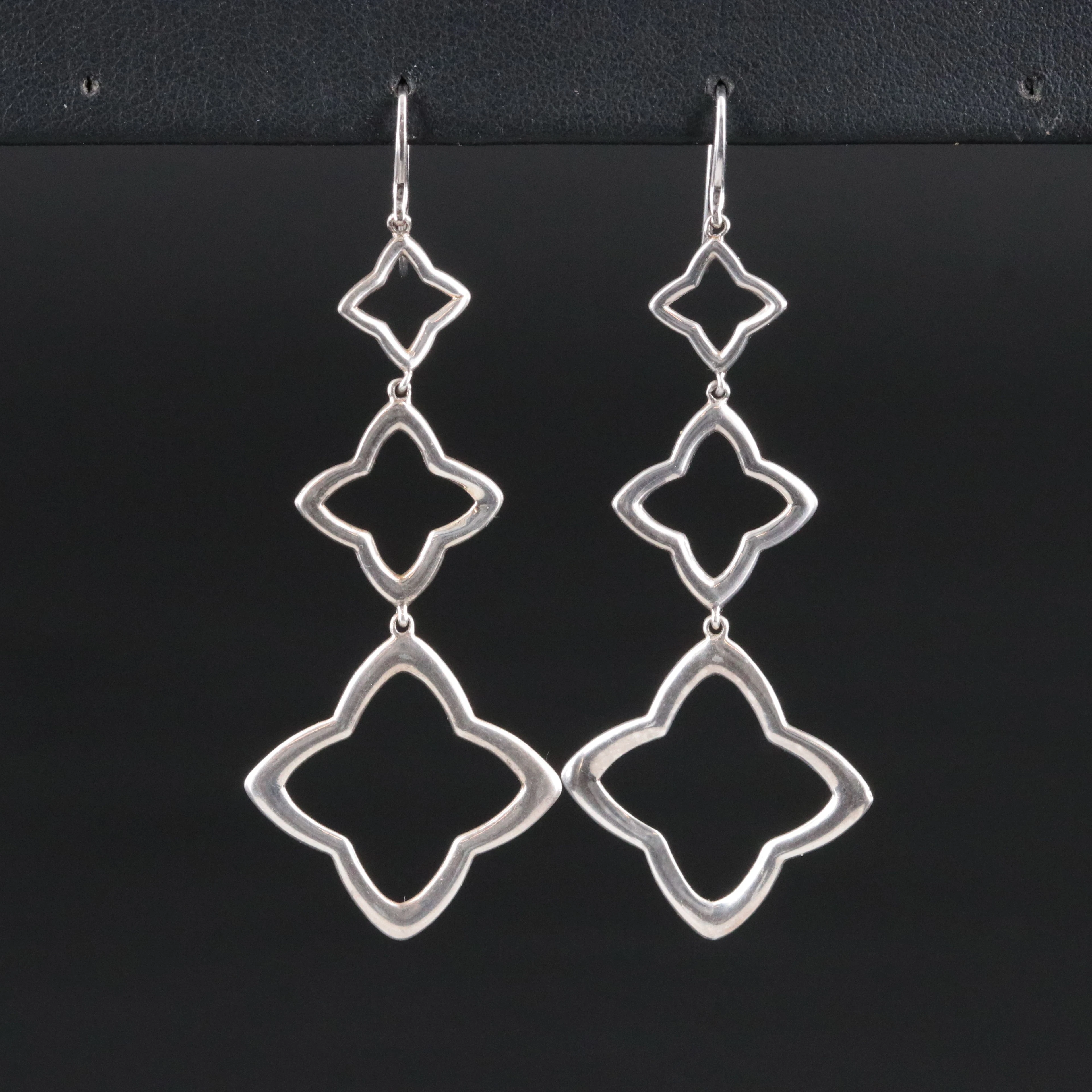 David Yurman Sterling Triple Quatrefoil Drop Earrings