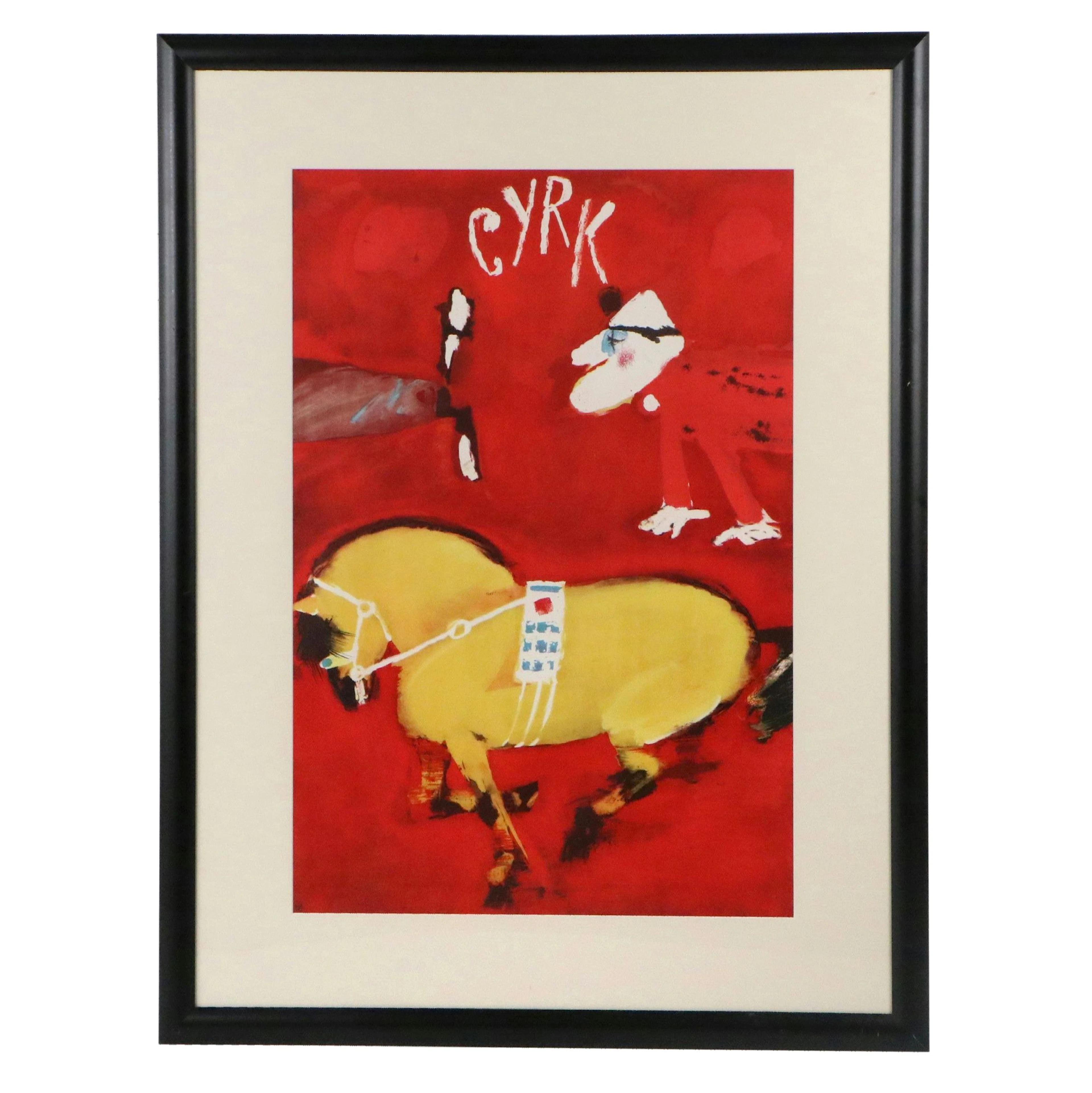CYRK Offset Litho Circus Poster After Maciej Urbaniec with Man Over Horse
