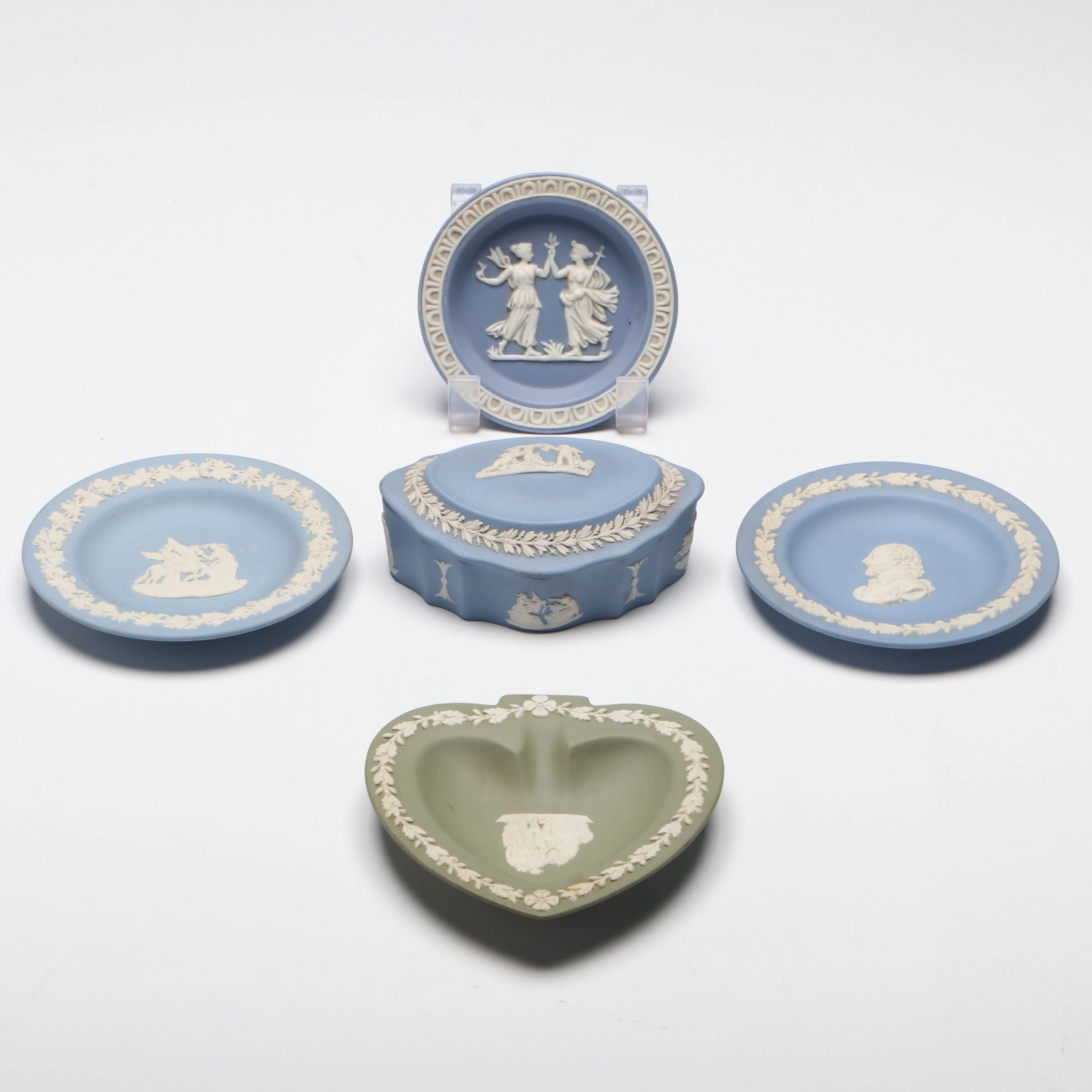 Wedgwood Blue and Green Jasperware Jewelry Dishes