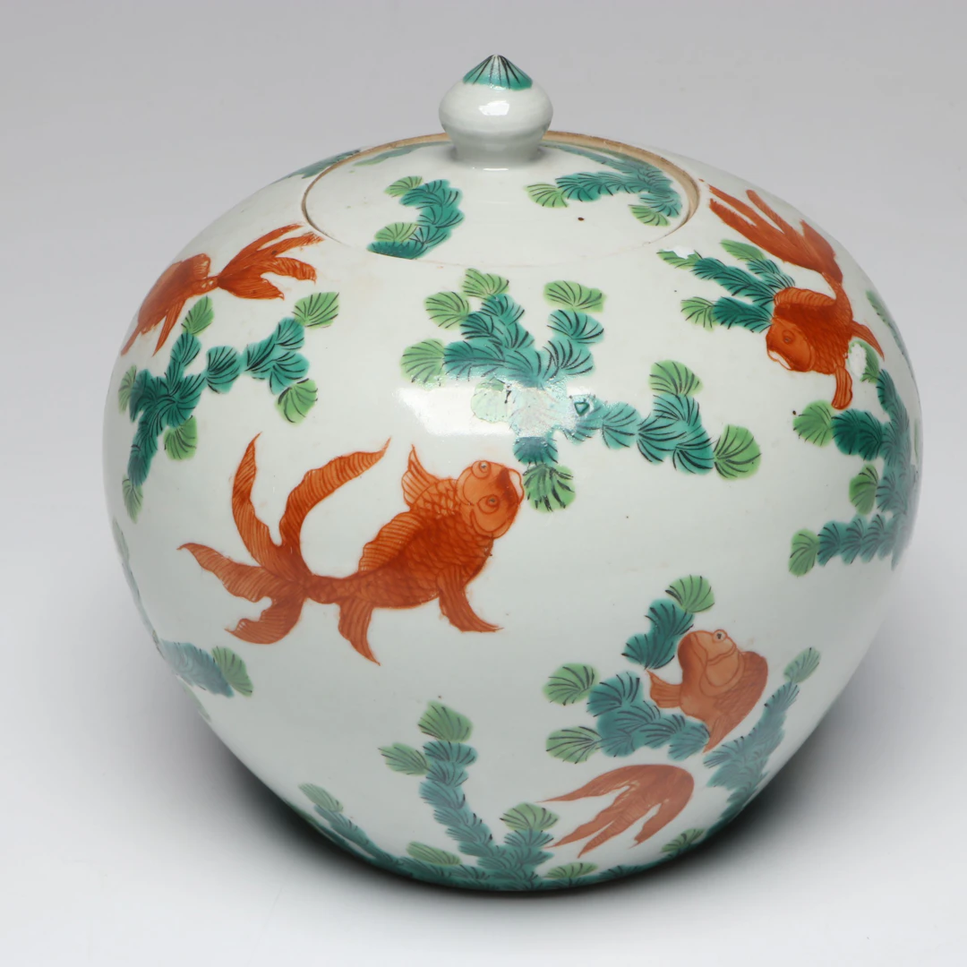 Chinese Porcelain Goldfish Melon Jar, Mid to Late 20th Century