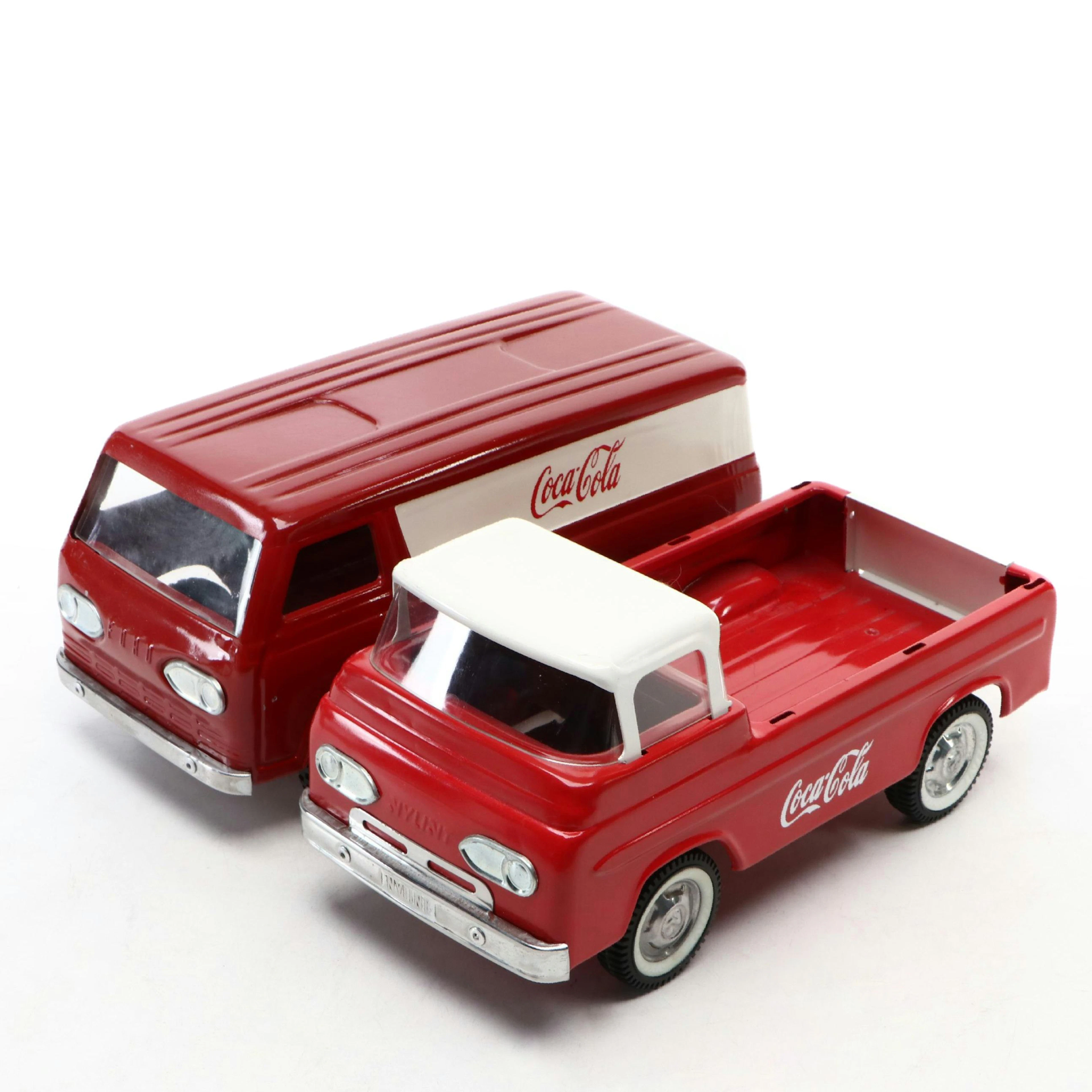Nylint Toys Coca-Cola Pressed Steel Van and Pickup Truck, Late 20th Century