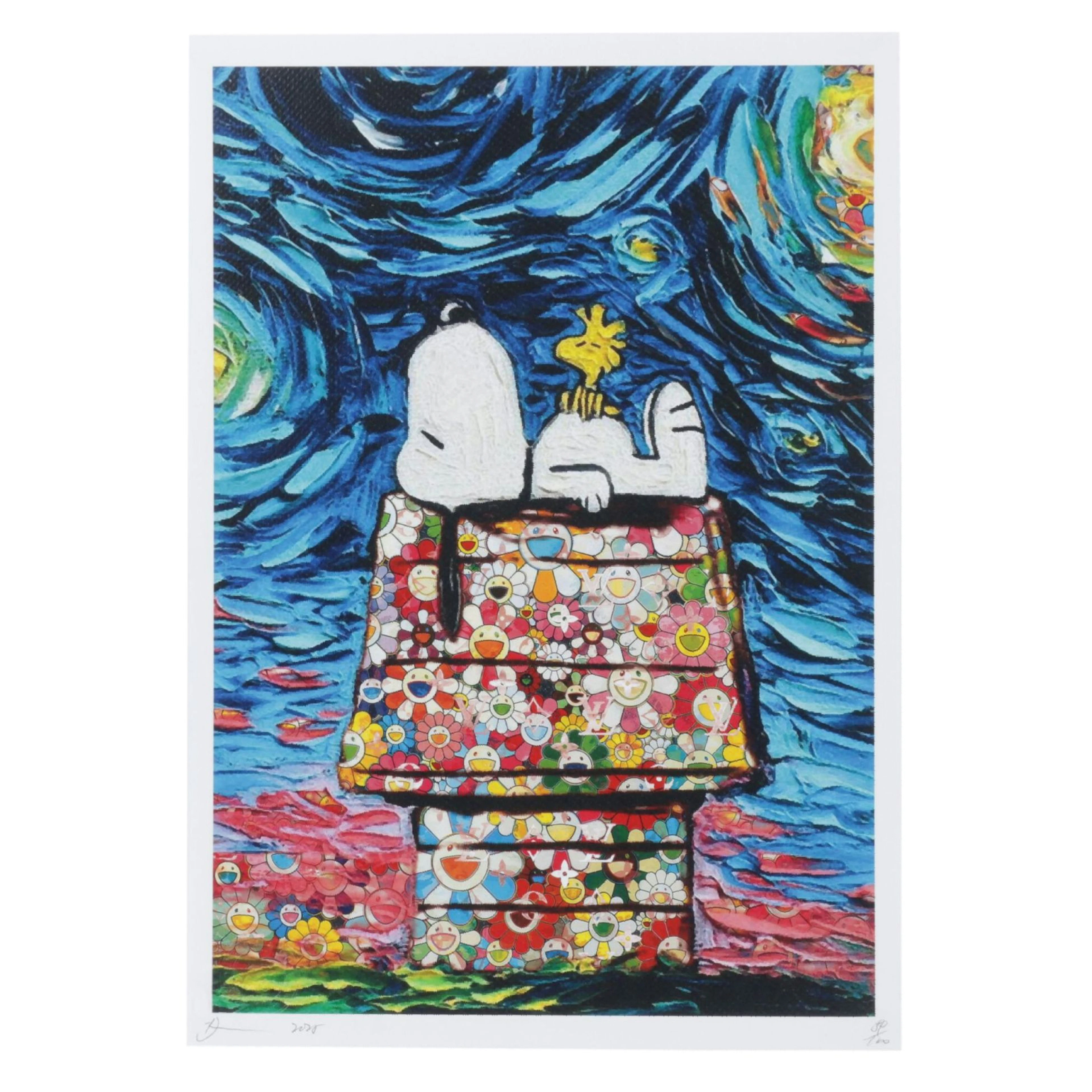 Death NYC Pop Art Digital Print Homage to Peanuts, Van Gogh, and Murakami, 2026