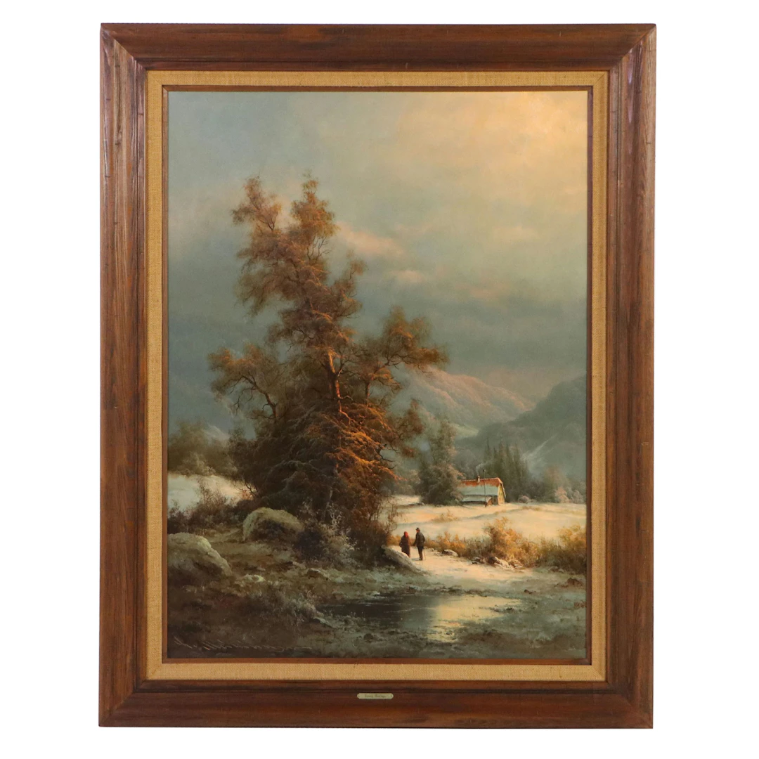 Ludwig Muninger Alpine Landscape Oil Painting, 20th Century