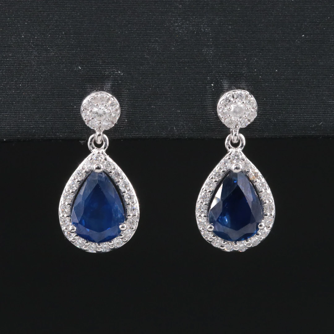 18K Sapphire and Diamond Earrings