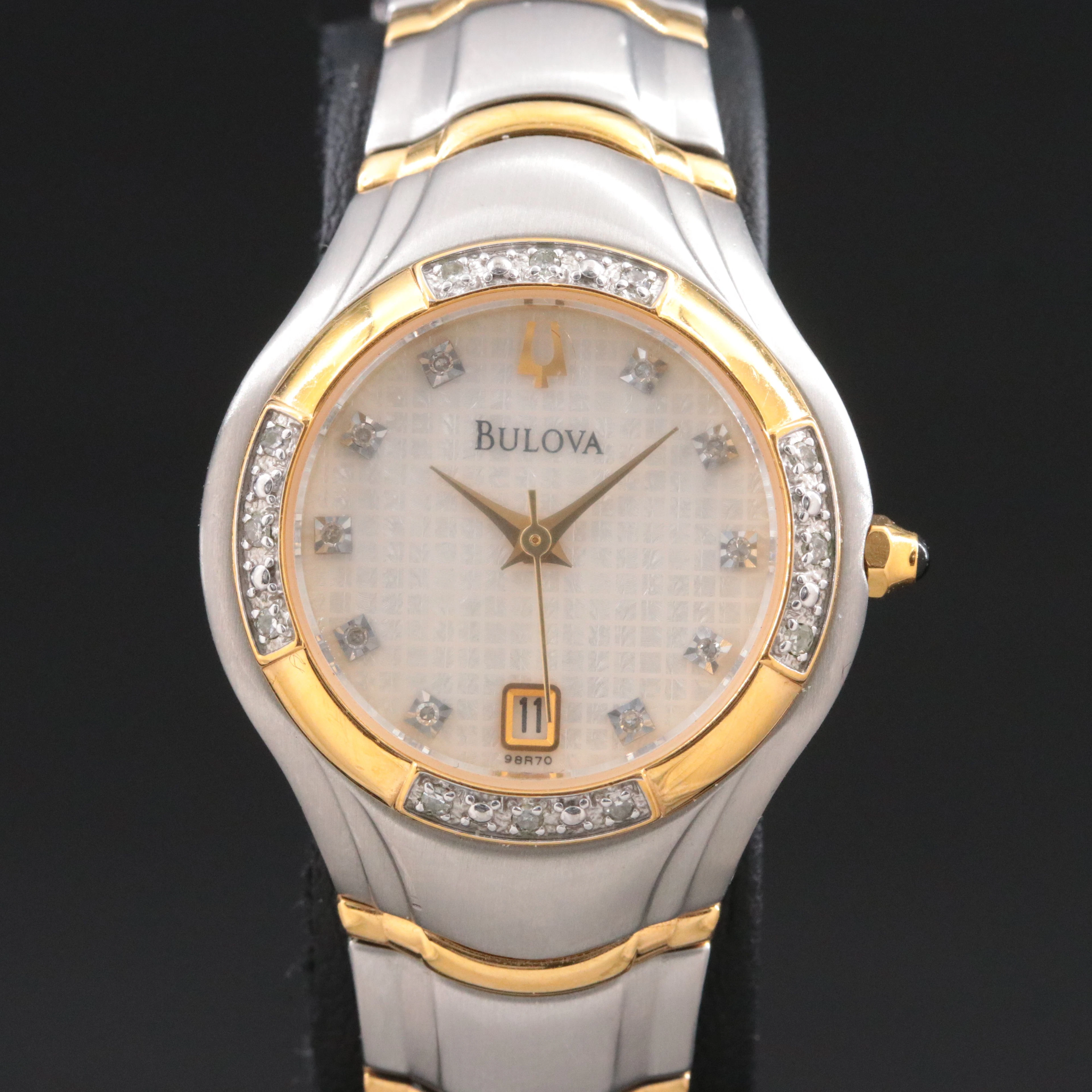 Bulova Two Tone Mother of Pearl and Diamond Watch Model C899150