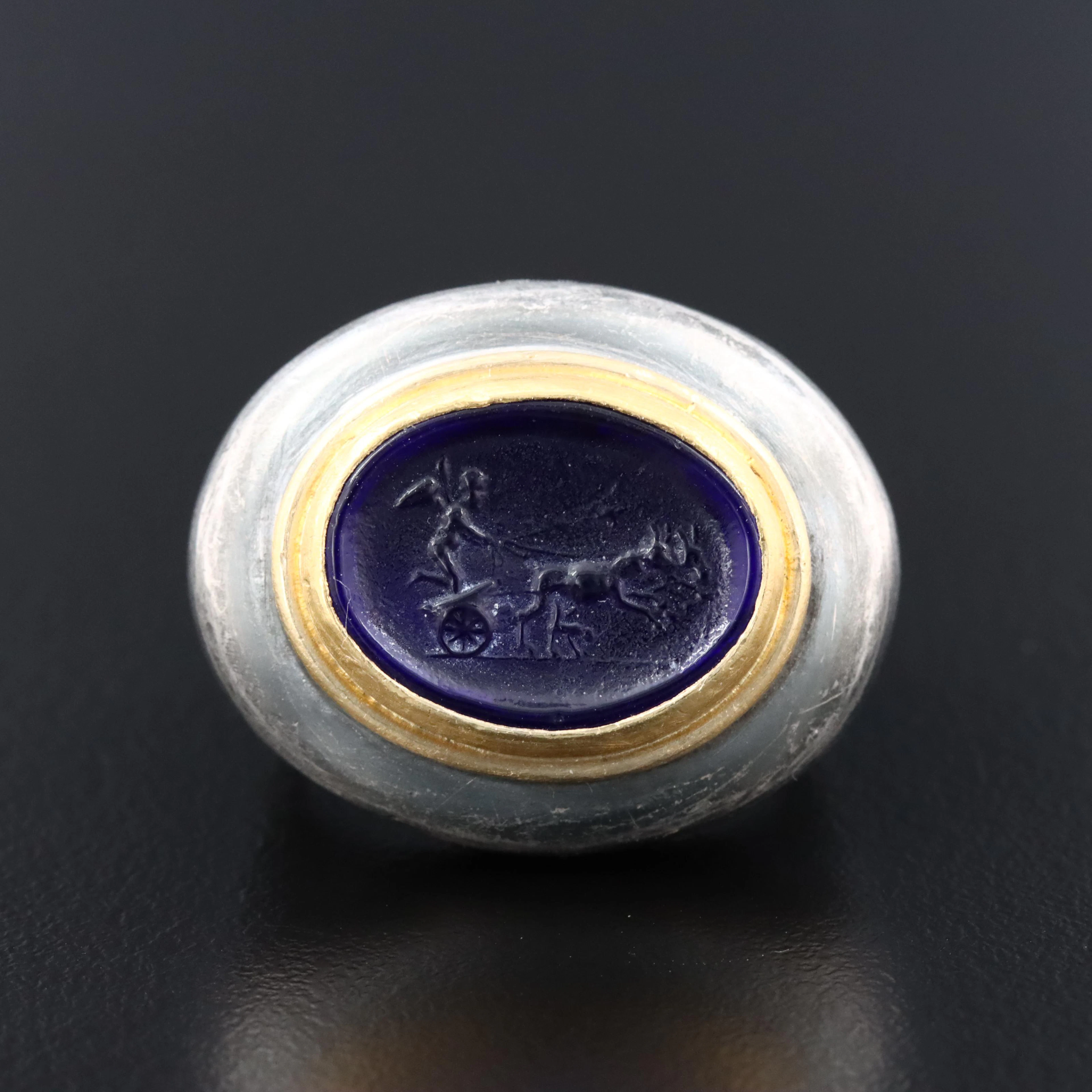 Lika Behar Sterling Glass Cameo Ring with 24K Accent