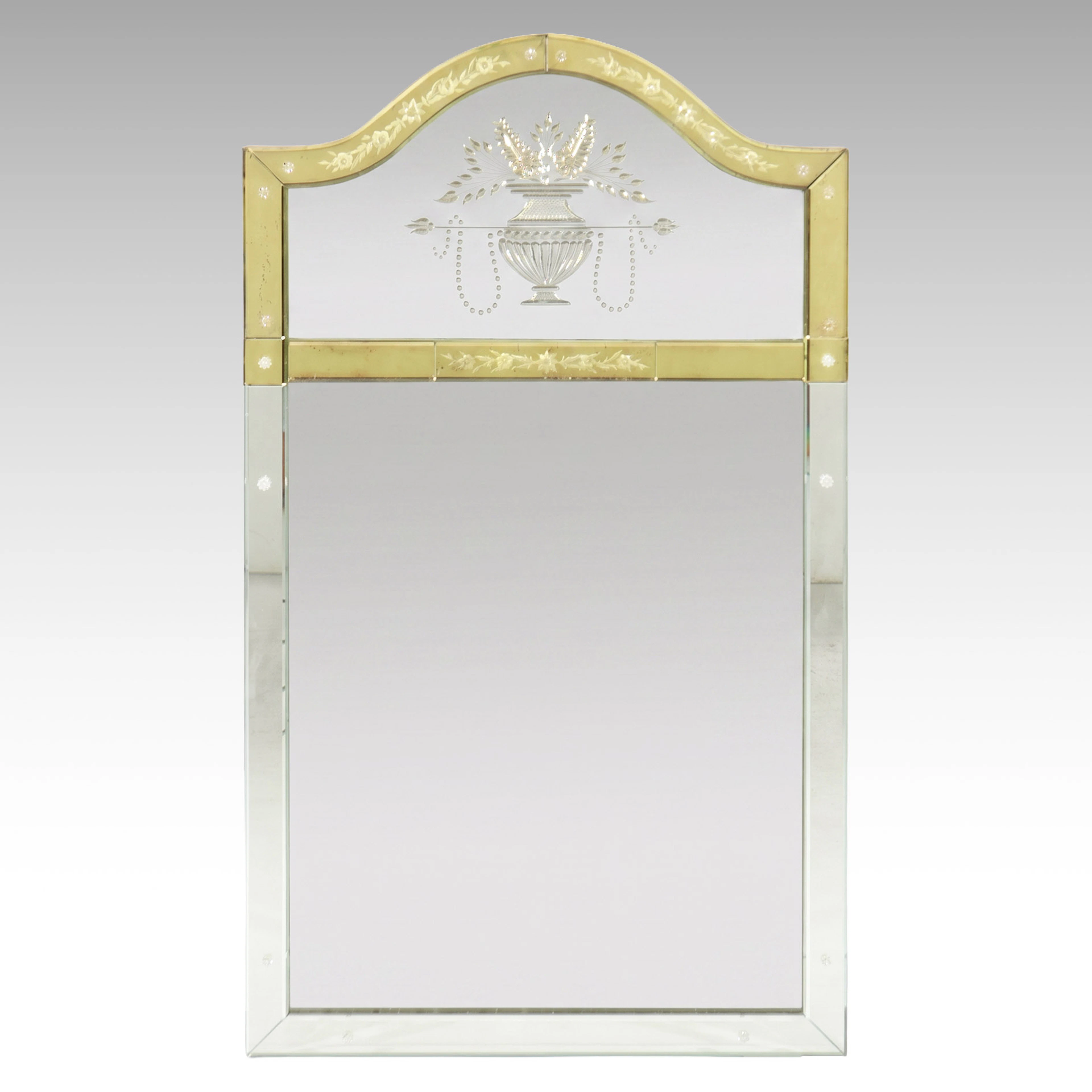 Neoclassical Venetian-Style Wall Mirror with Engraved Decoration