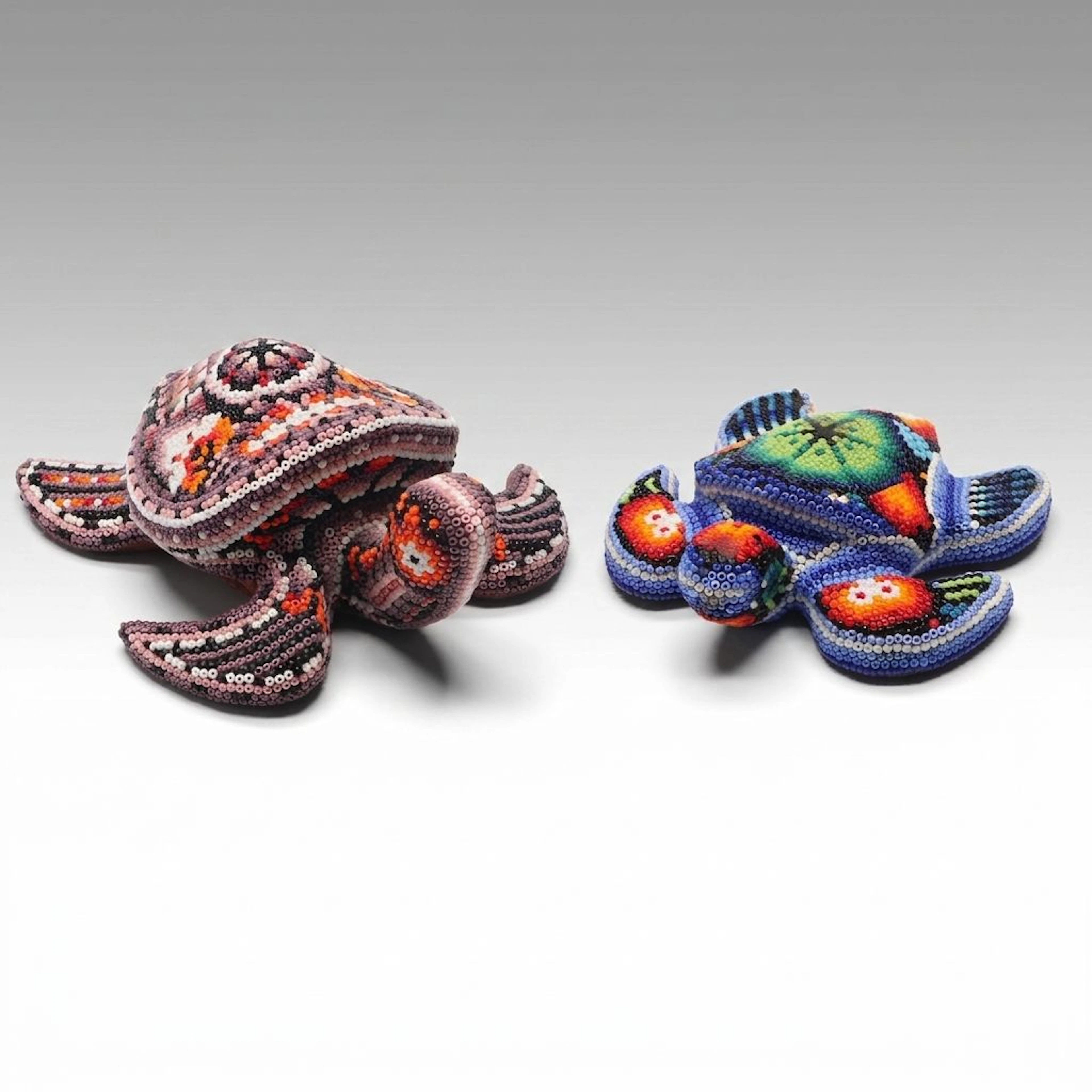 Mexican Huichol Folk Art Style Beaded Figurines, Late 20th to 21st Century