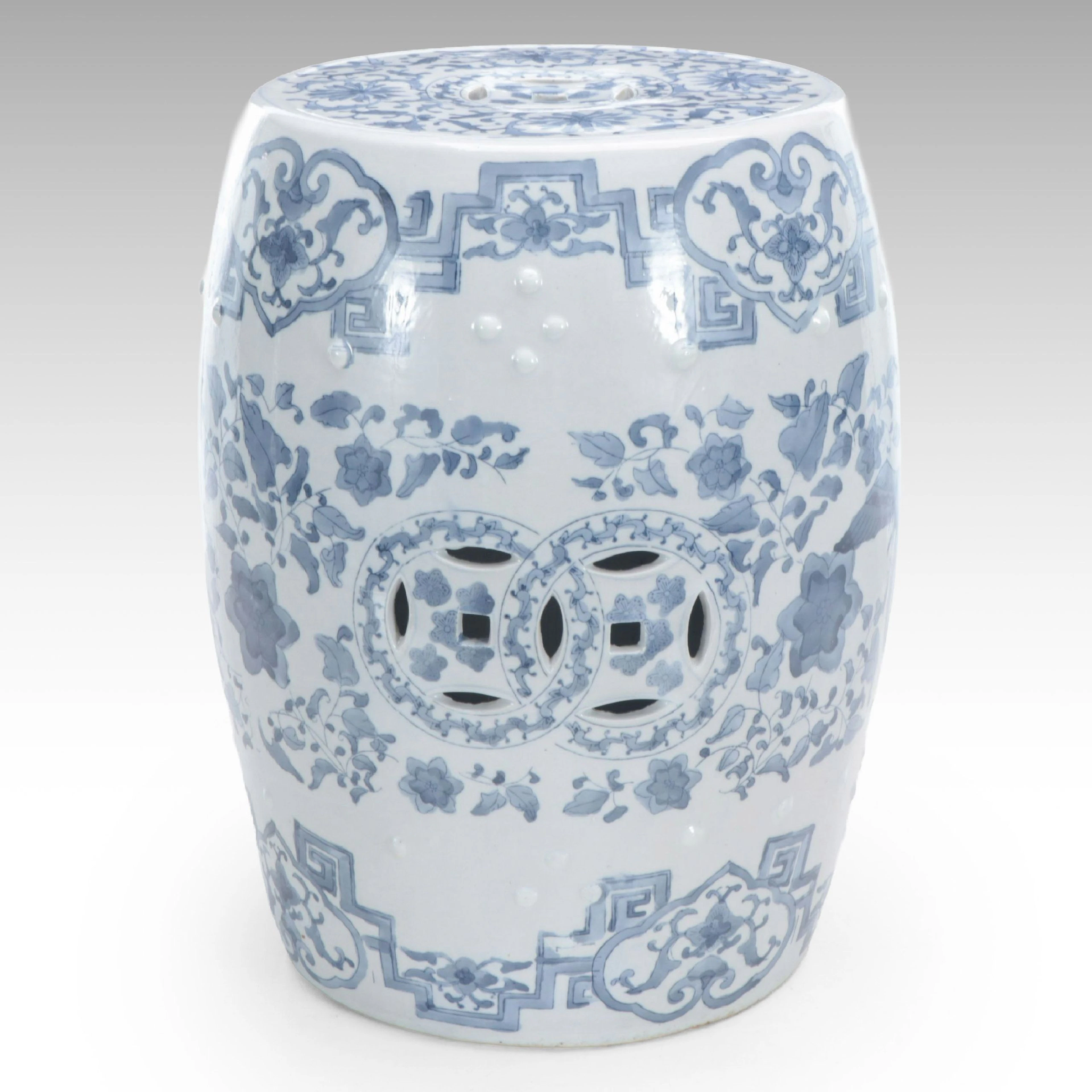 Chinese Style Blue and White Ceramic Phoenix Garden Stool
