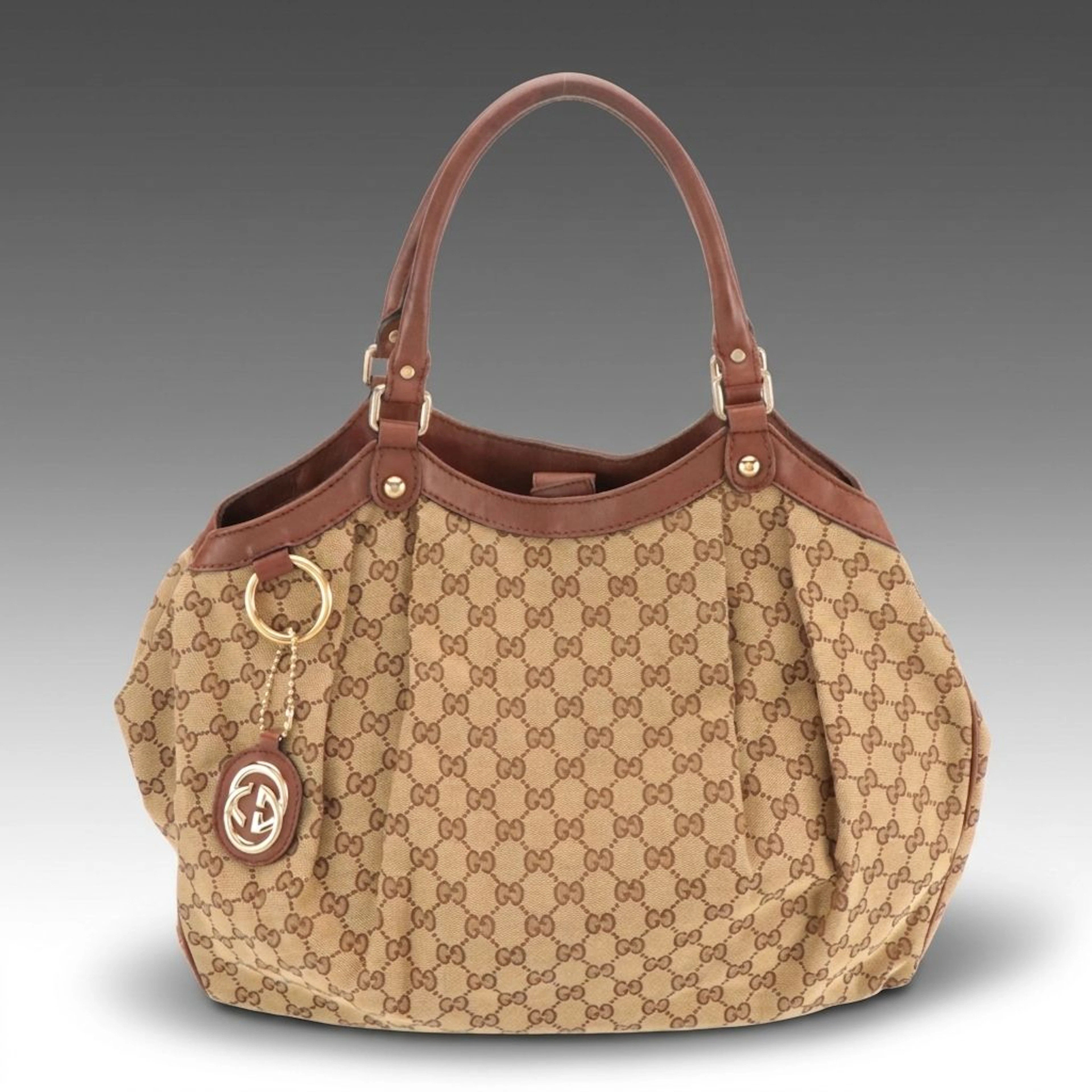Gucci Sukey Large Tote Bag in GG Canvas with Leather Trim