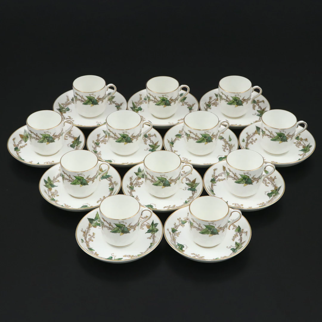 Minton "Lothian" Porcelain Demitasse Cups and Saucers